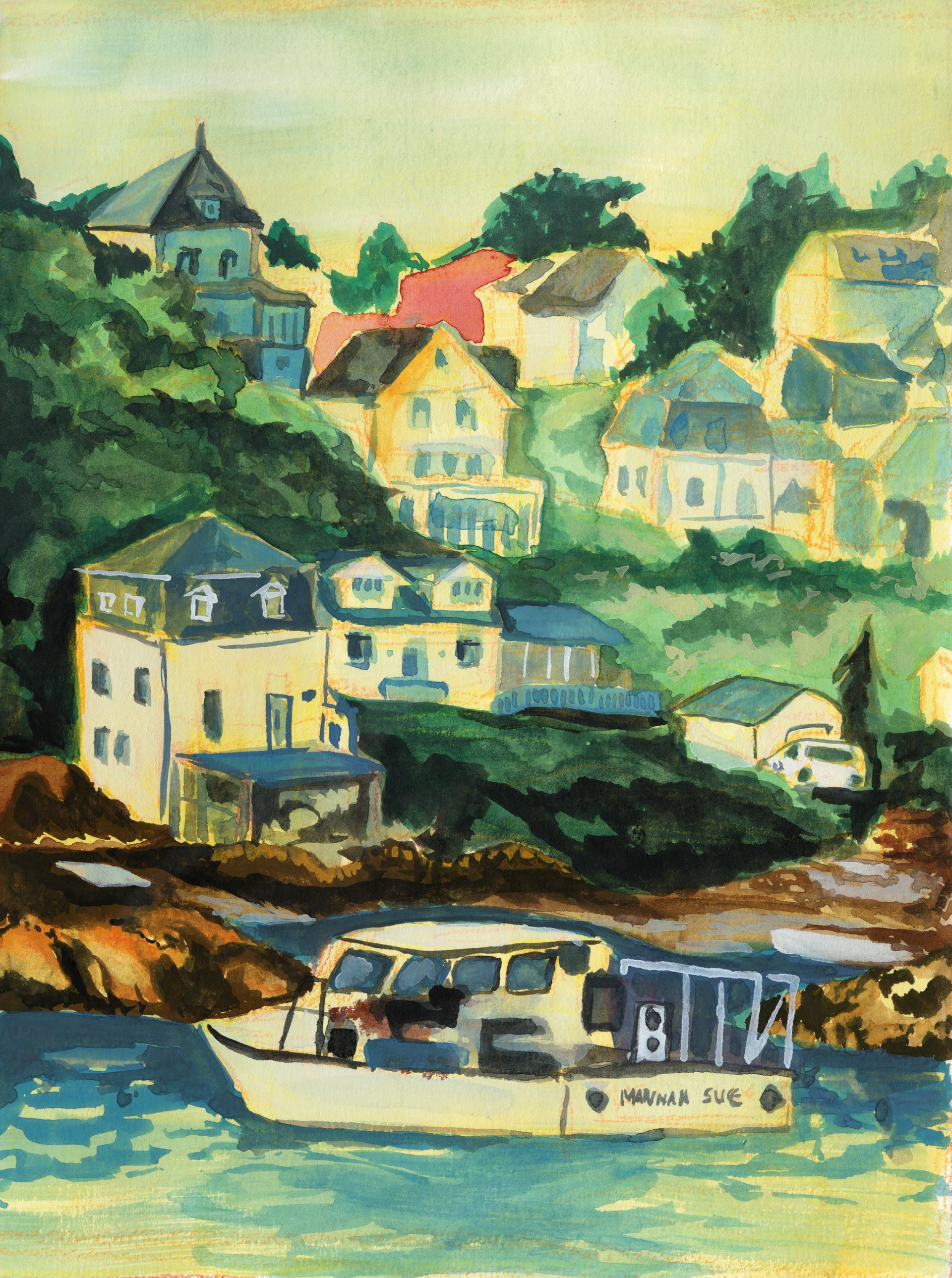 Gouache Valley of Boats timed study
