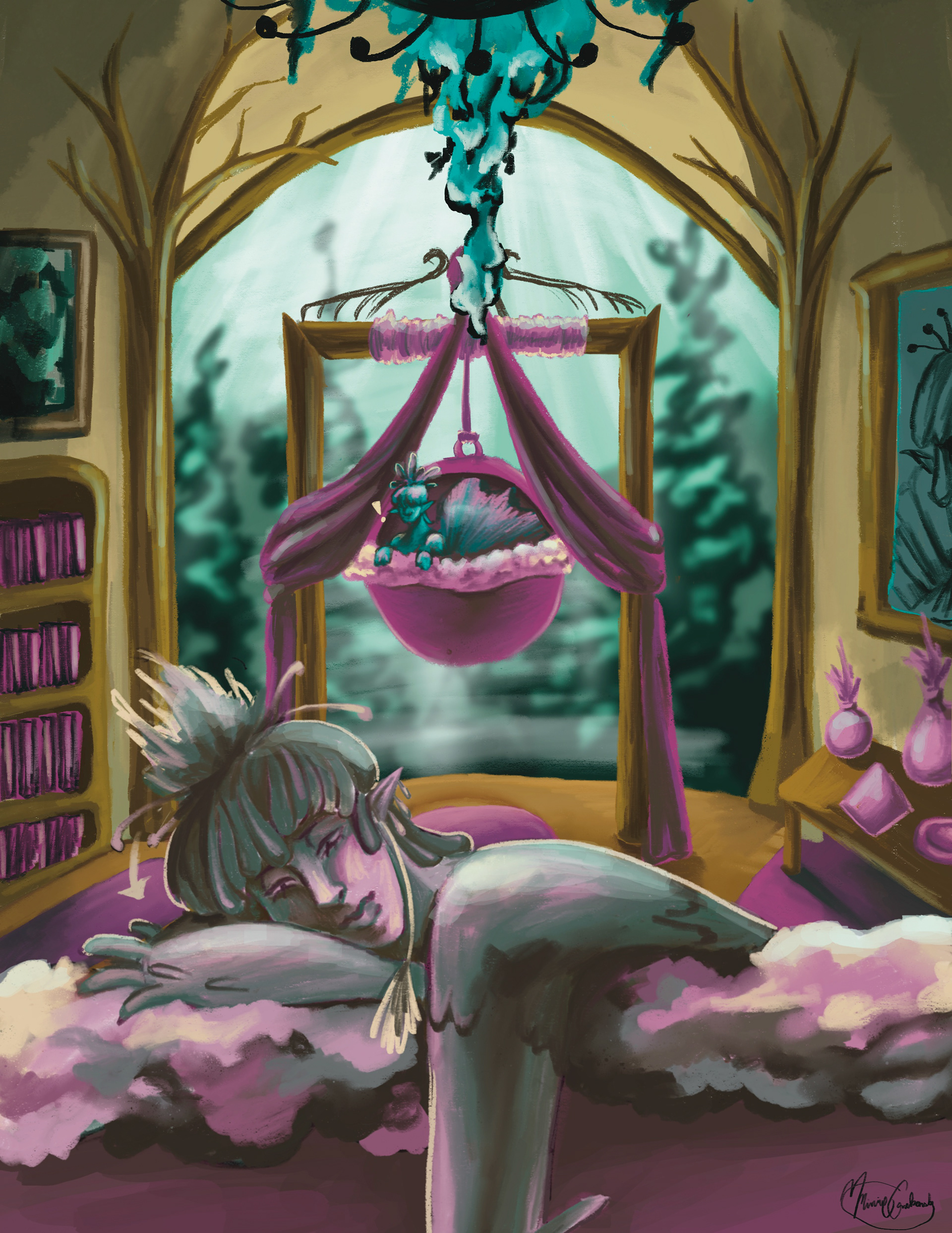 "Solemn Silence" is an inset piece aimed to explore the character and the room they reside in.