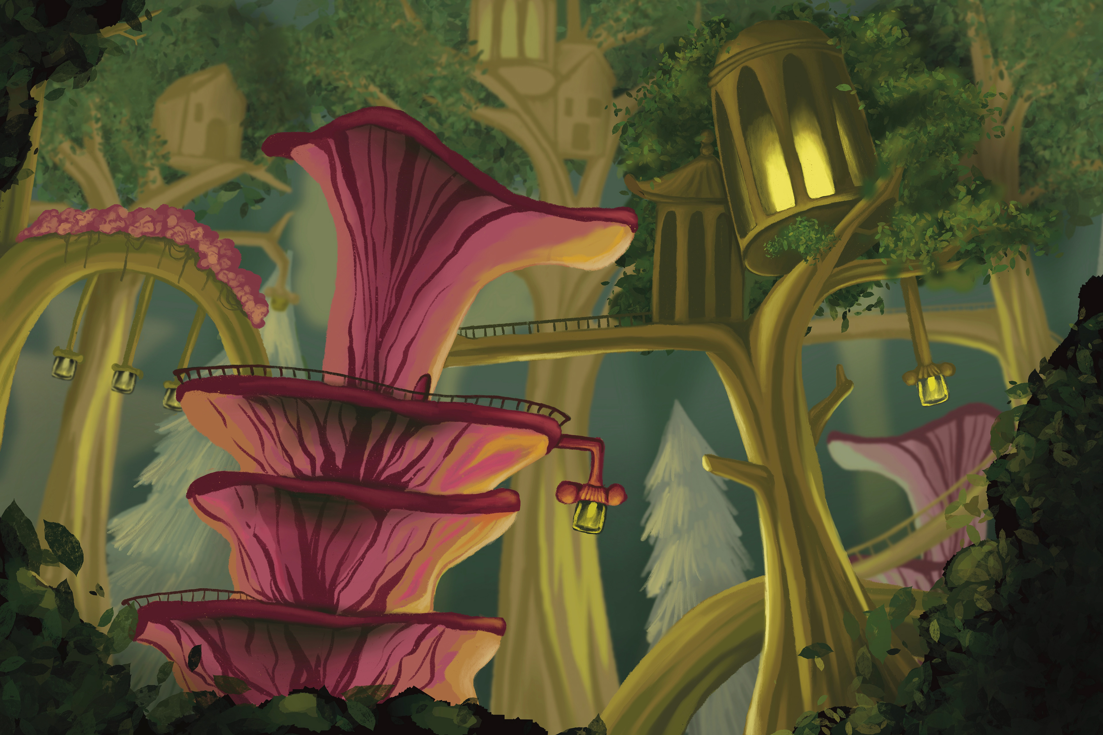 "Kingdom of the Feathered" is a concept of the city environment in which Minnie's original property "Taking Flight" takes place in. Here is the empty city of the feathered people reside in.