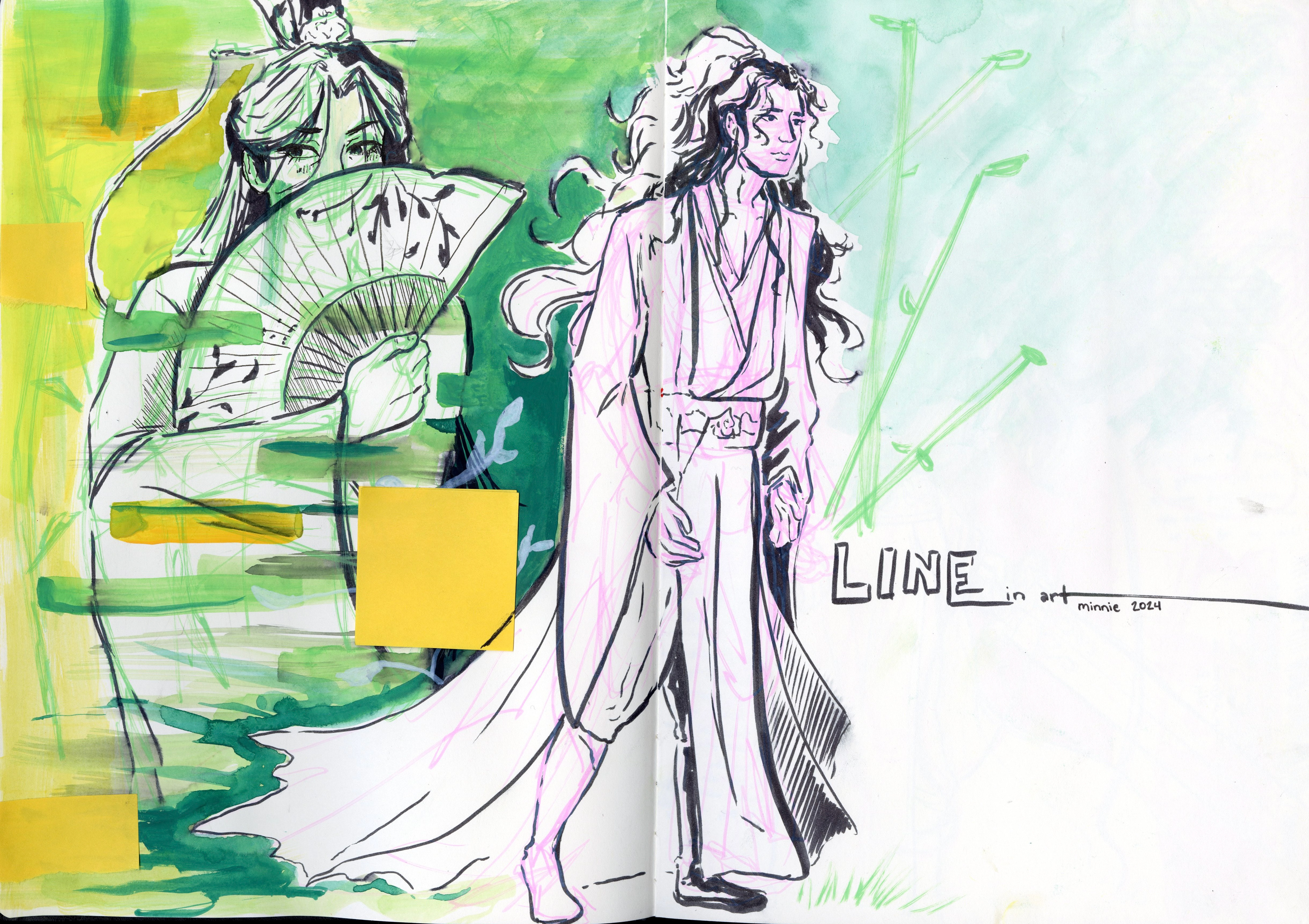 Watercolore and ink spread