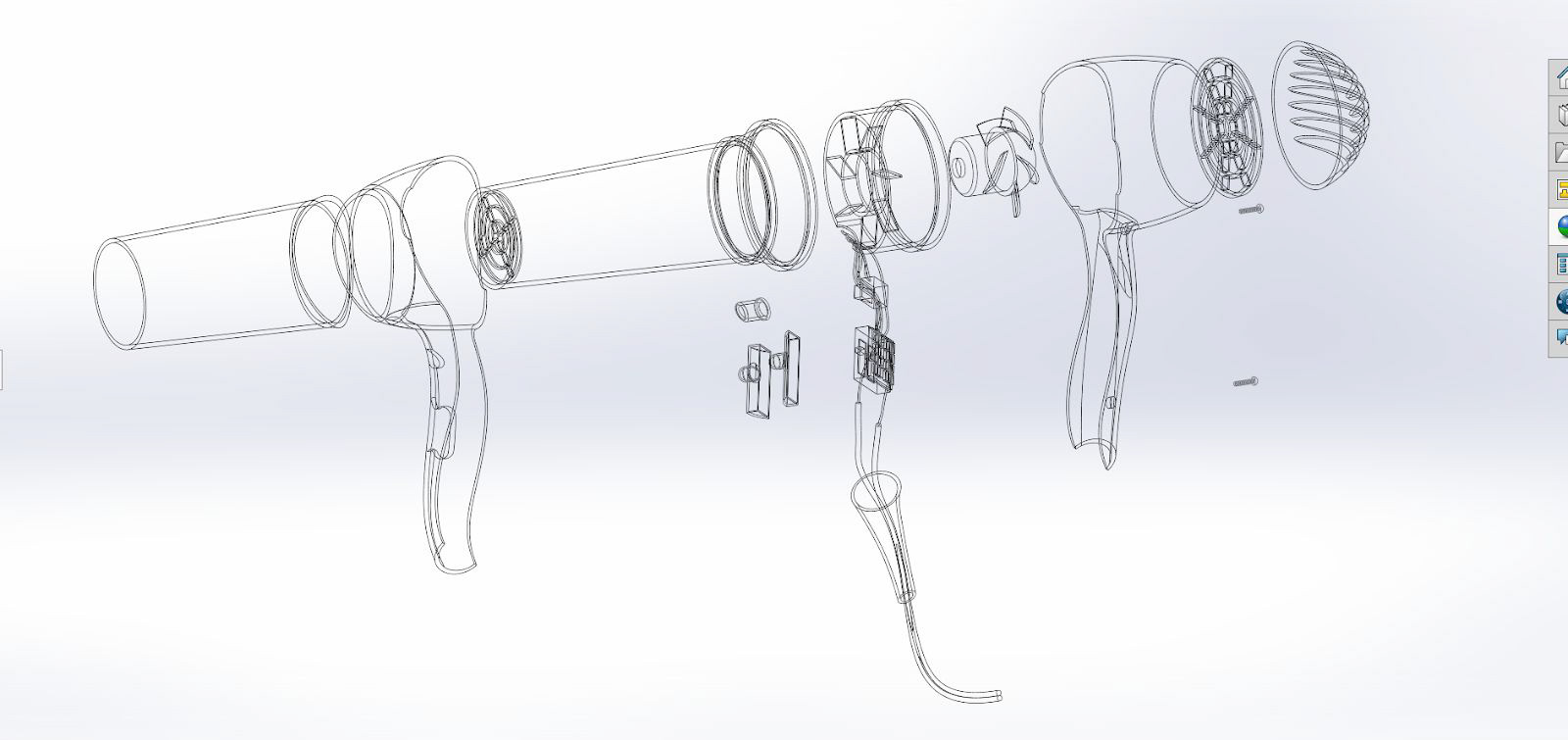 Wireframe mode exploded view