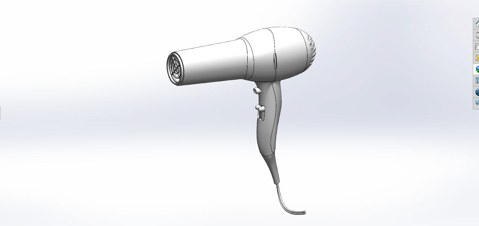 1 : 1 scale hair dryer model created with SolidWorks, assembled with a total of 18 parts