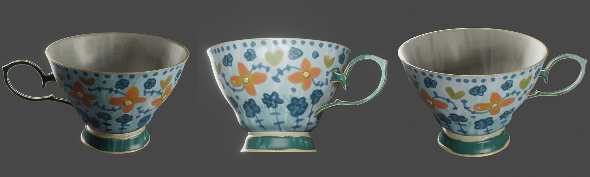3D GAME READY ASSET- TEACUP -BLENDER/ SUBSTANCE PAINTER (2022)