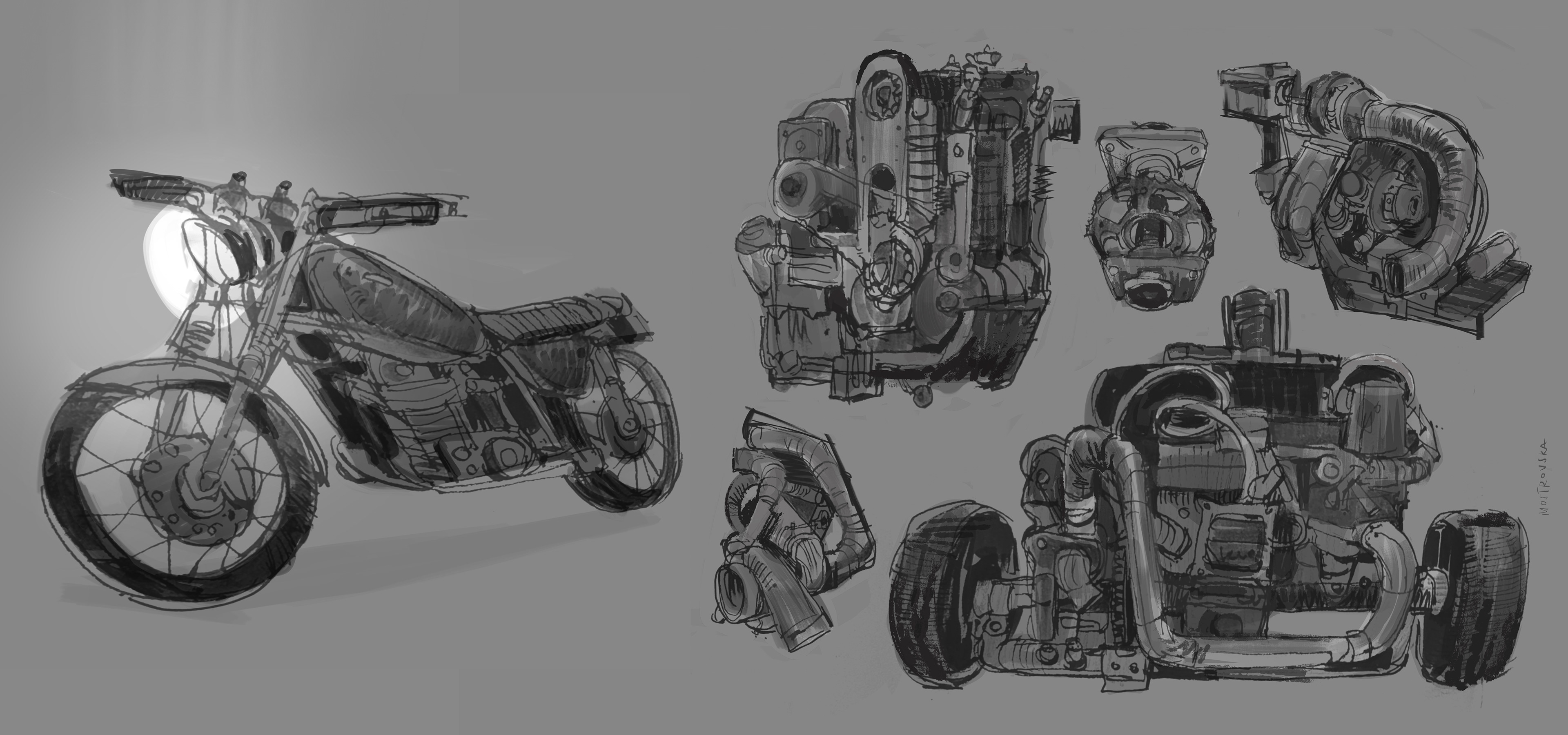 MOTORCYCLE AND MECHANICAL PARTS CONCEPT ART (2022)