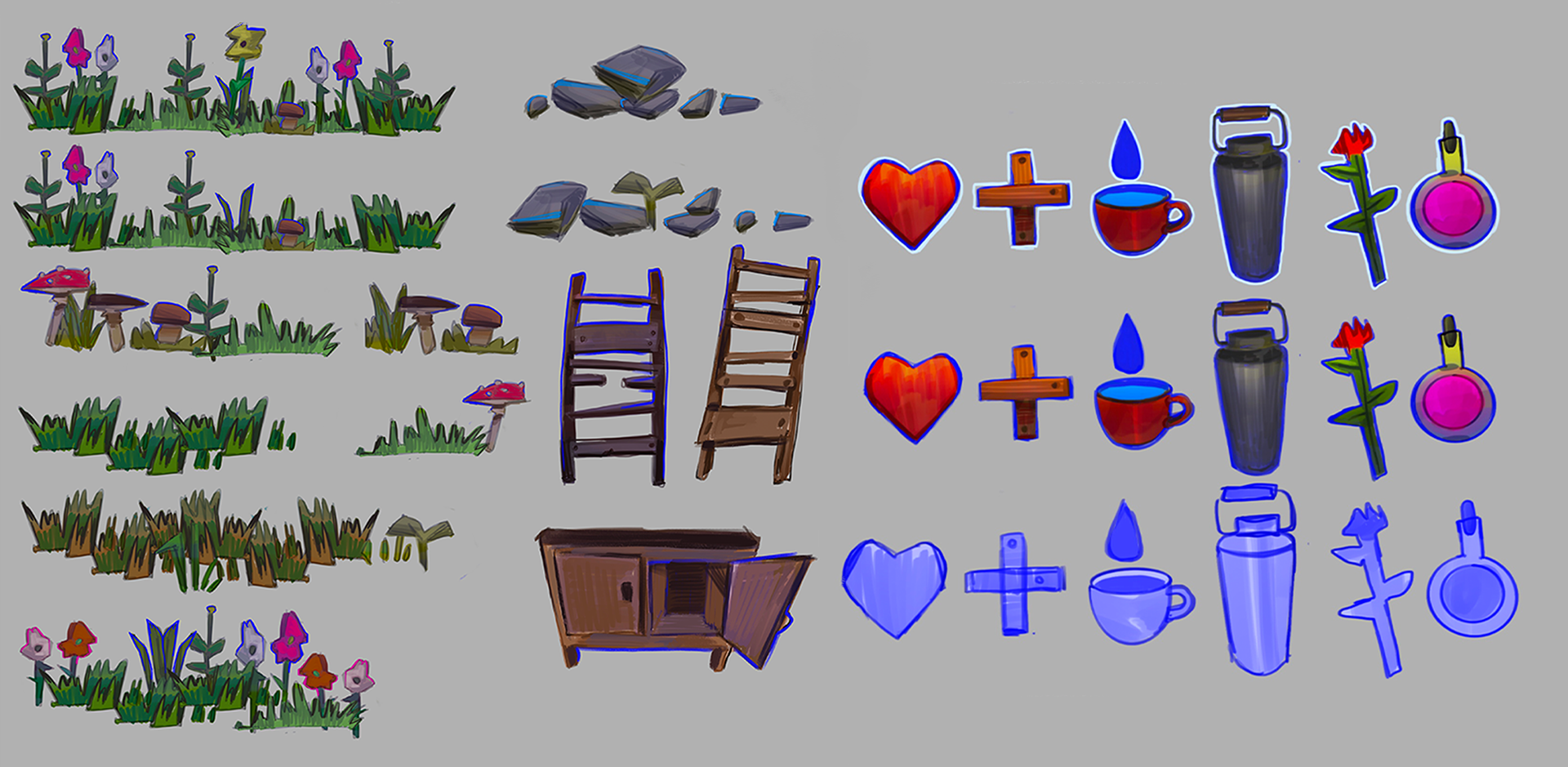 2D PLATFORMER GAME TERRAIN ELEMENTS AND COLLECTIBLE ASSETS (2022)