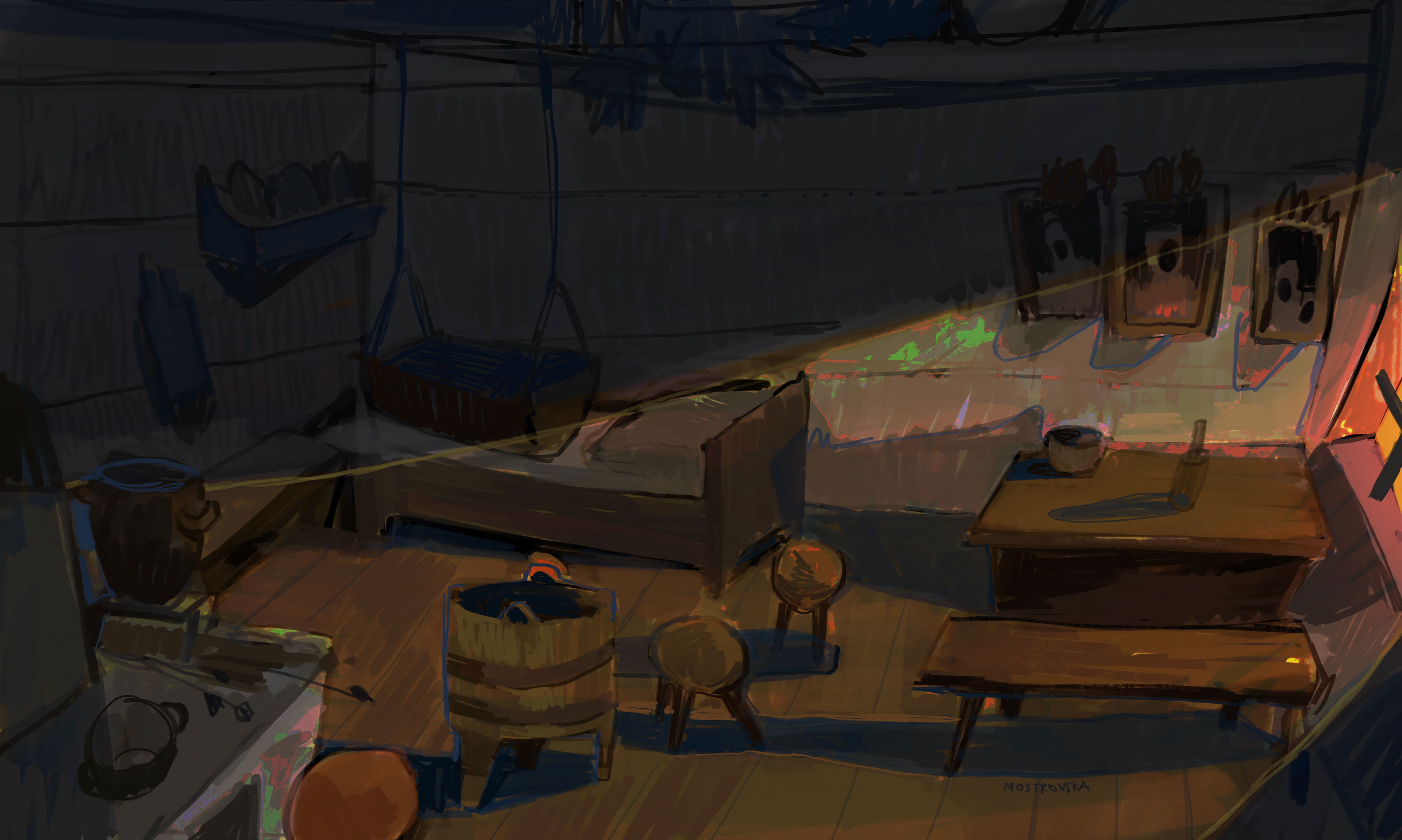 POLISH FOLK INSPIRED INTERIOR- VISUAL DEVELOPEMENT 1 (2021)