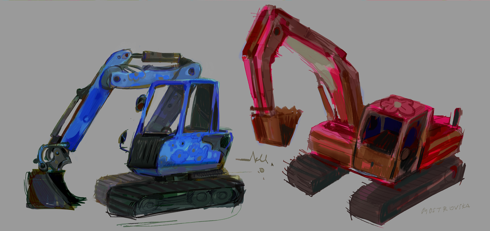 COLORFUL EXCAVATORS CONCEPT SKETCHES (2022)