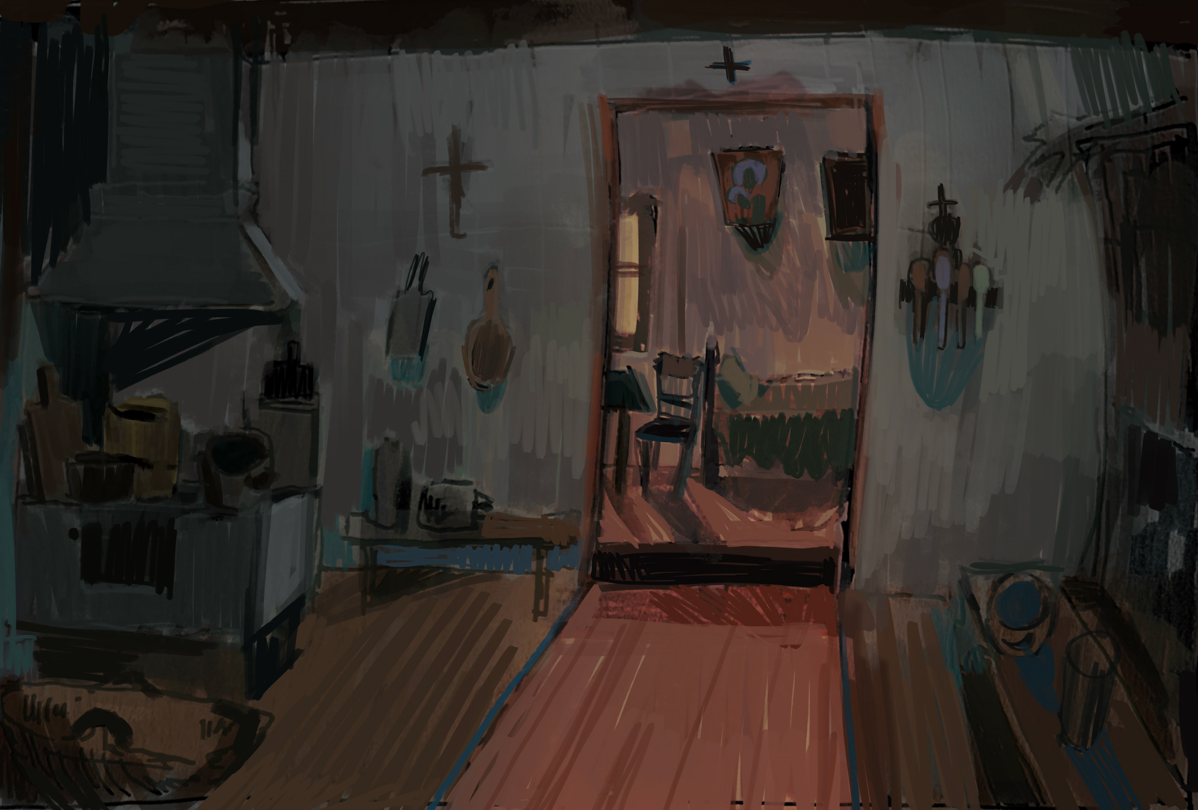 POLISH FOLK INSPIRED INTERIOR- VISUAL DEVELOPEMENT 2 (2021)