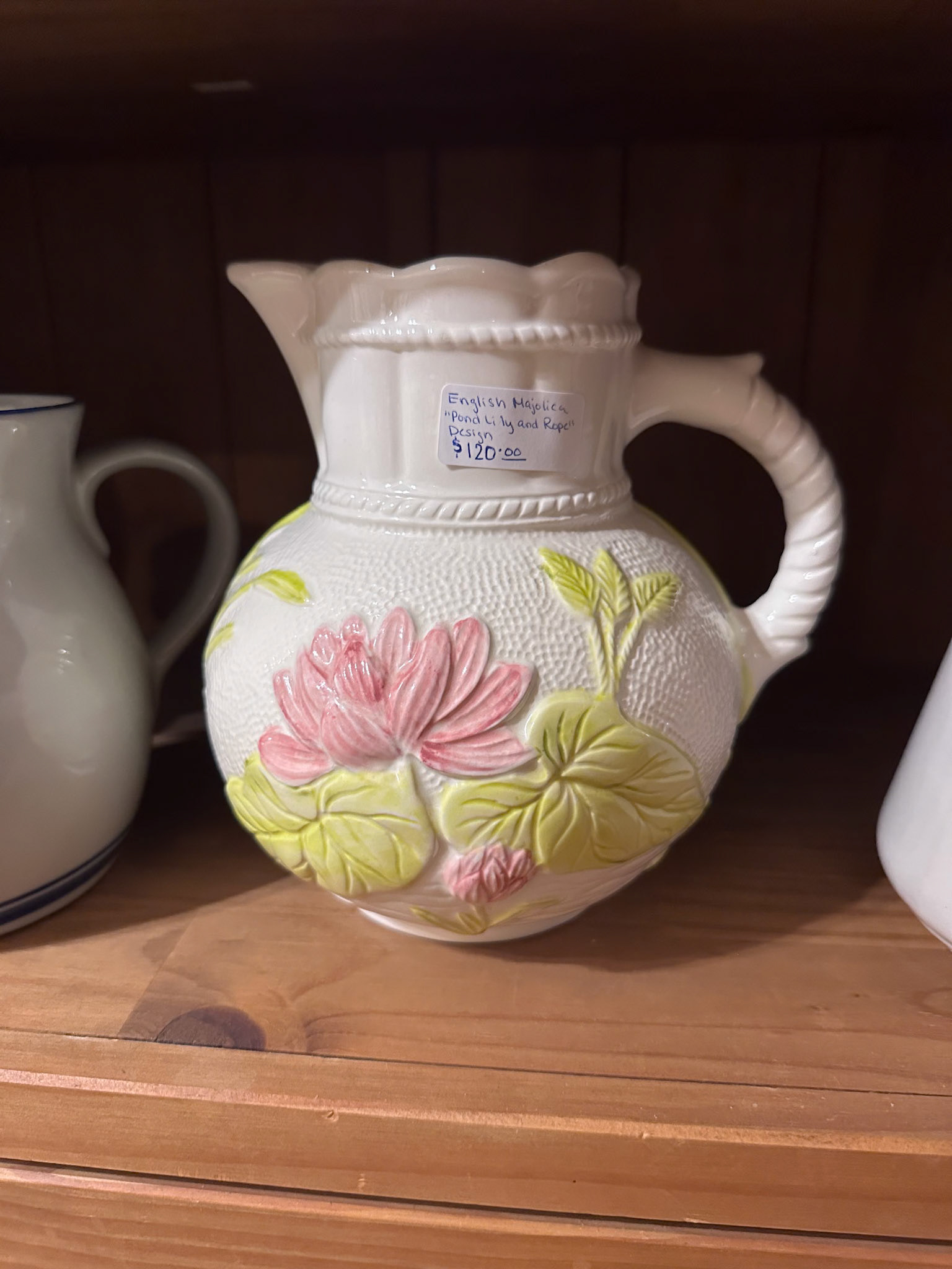 English Majolica "Pond Lily" Pitcher