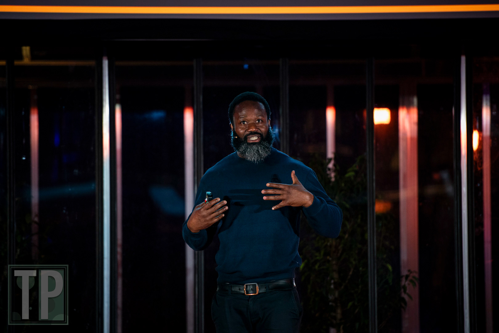 Dutch poet and activist Jerry Afriyie speaks during NMI 2025.