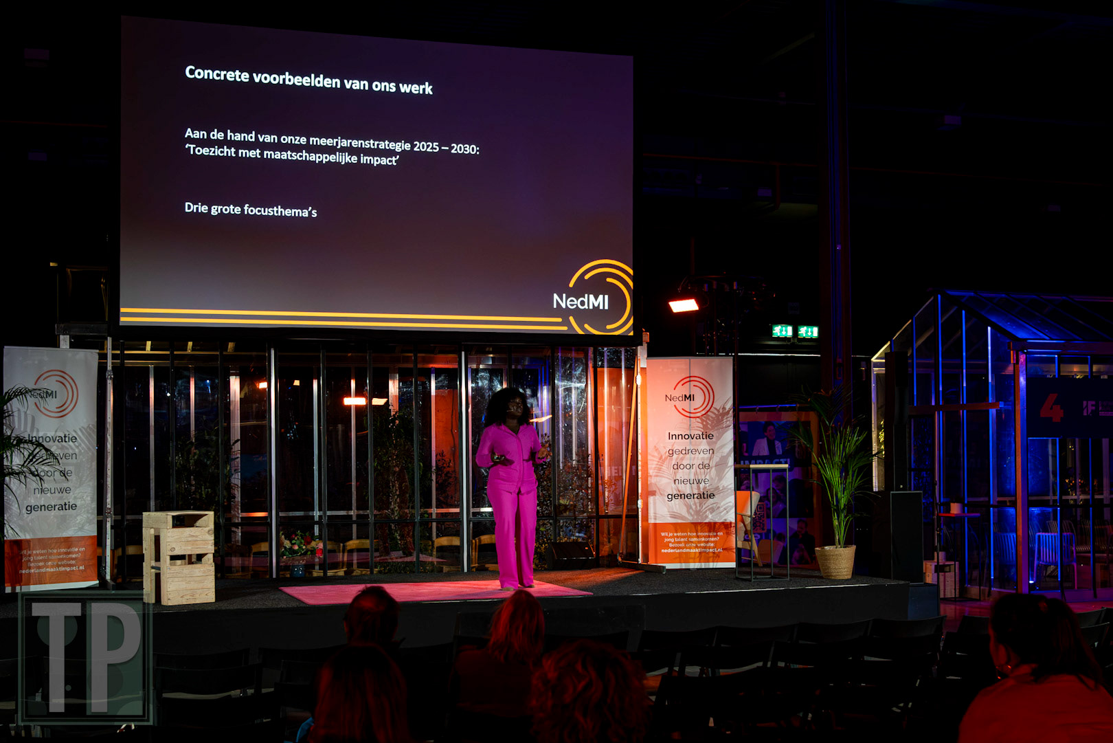 Chairperson for the Dutch  Committee on Media Amma Asantweaa speaks about online safety during NMI 2025.