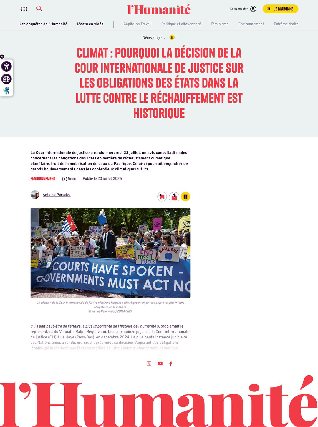 humanite.fr [France] - July 23, 2025