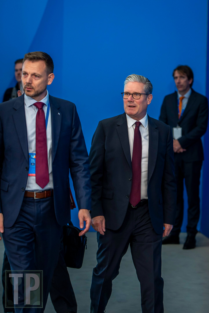 Prime Minister of the United Kingdom Keir Starmer arrives to the opening of the Head of State level meeting of the North Atlantic Council.