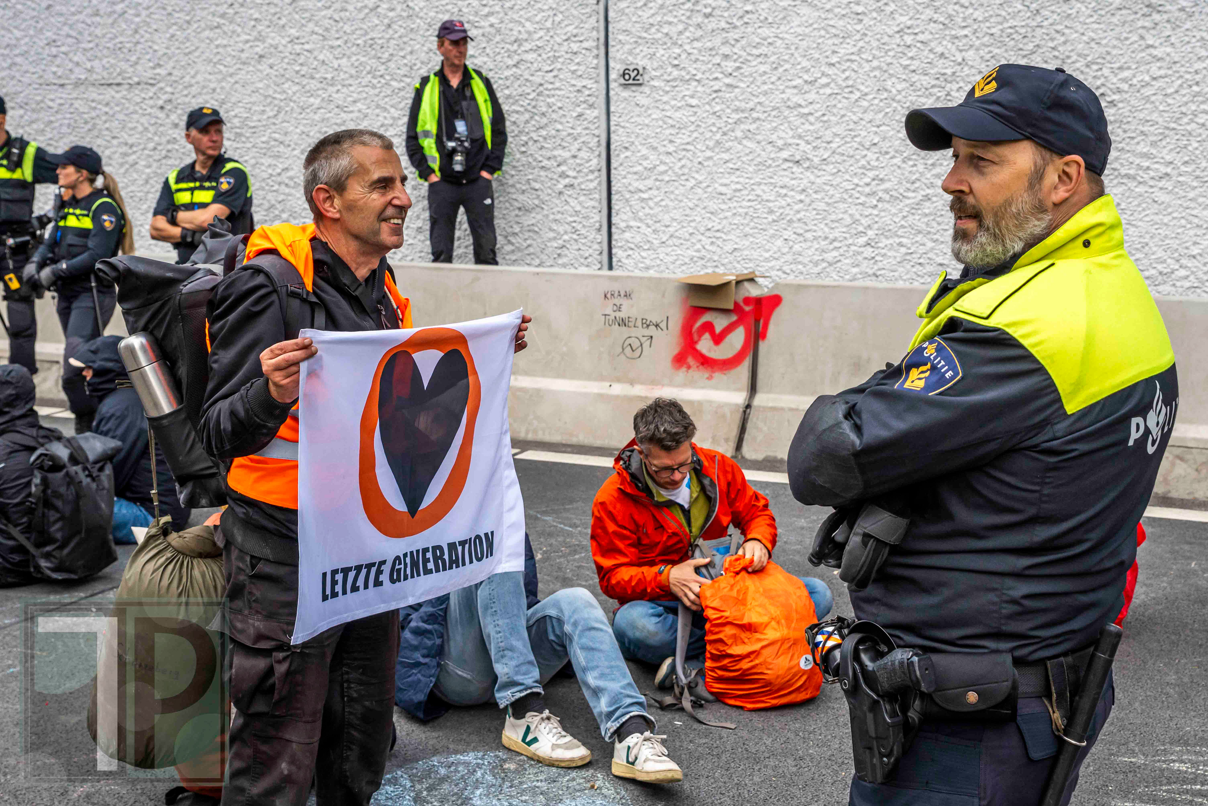 September 14, 2024 - Extinction Rebellion and Letzte Generation Activists Block the A12 Roadway Through The Hague, the Netherlands.