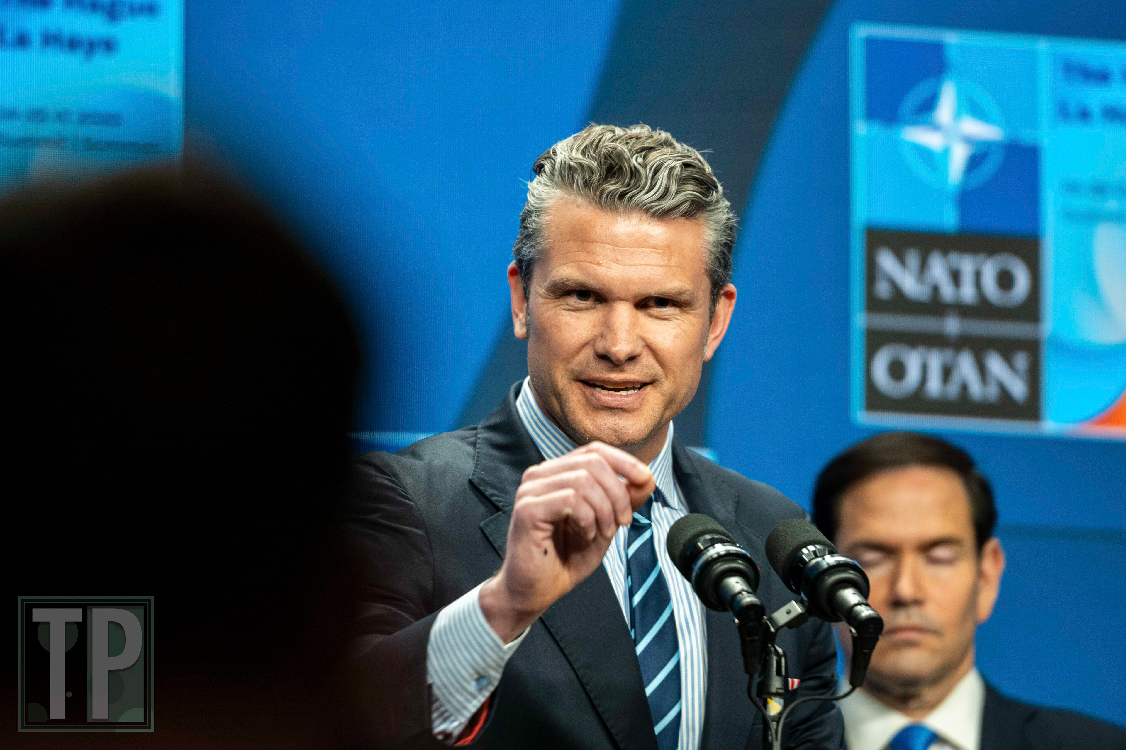 US Secretary of Defense Pete Hegseth addresses the podium and passionately discusses what he refers to as “fake news” concerning the success of the US’s bombing of Iran’s nuclear facilities earlier this week.
