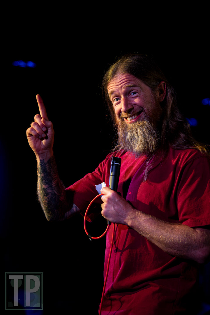 Jeroen Leenders on stage during the 25th set of the Jeroen Leenders Experience at Comedy Club Haug in Rotterdam, the Netherlands.
