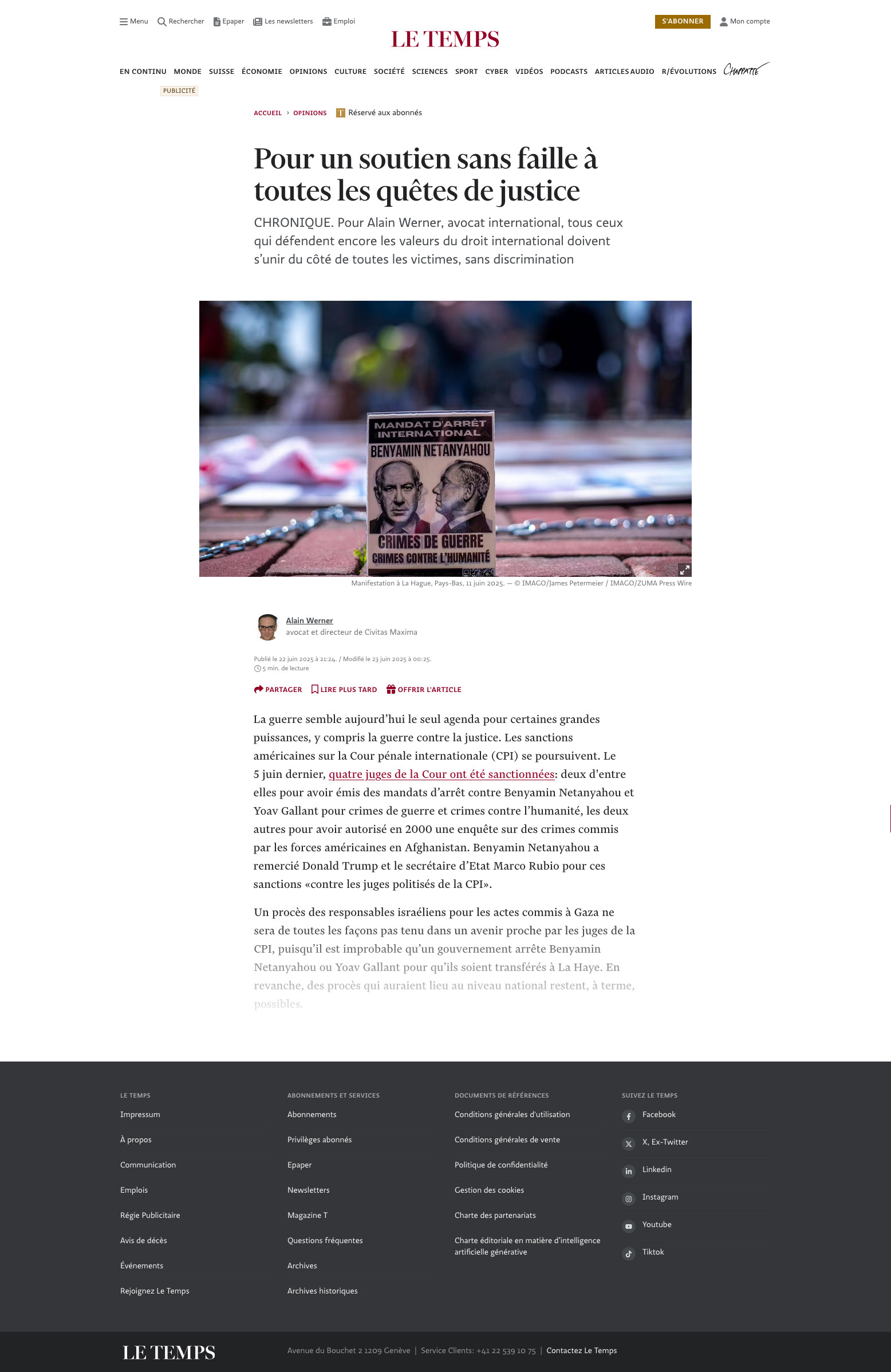 LeTemps.ch [Switzerland] - June 22, 2025