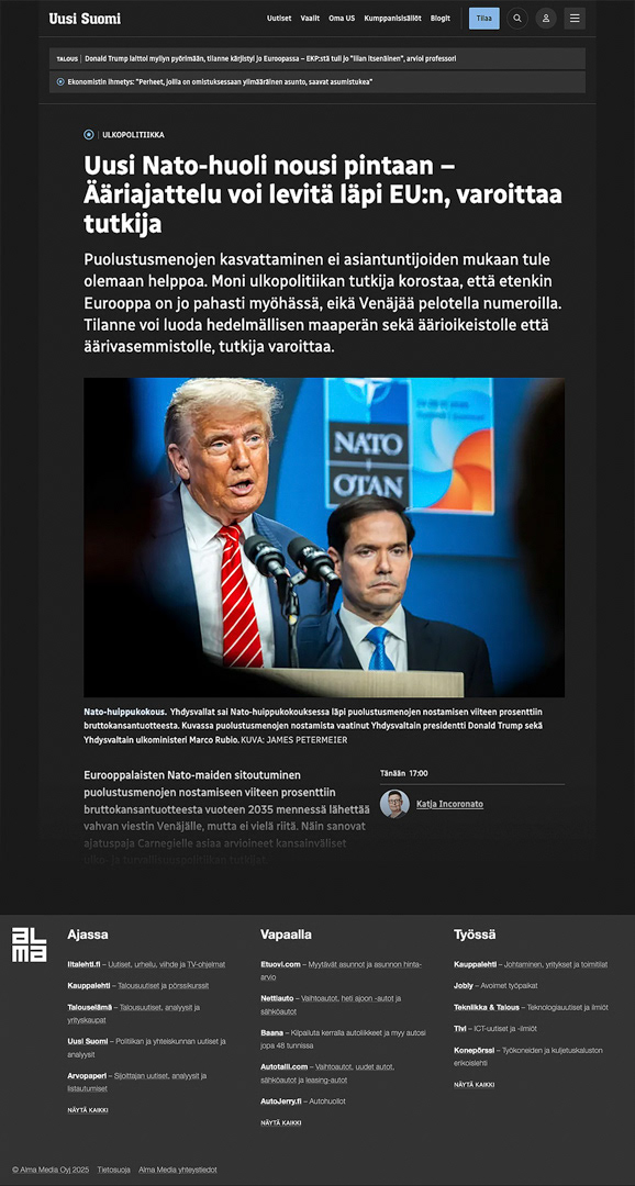 uusisuomi.fi [Finland] - July 9, 2025