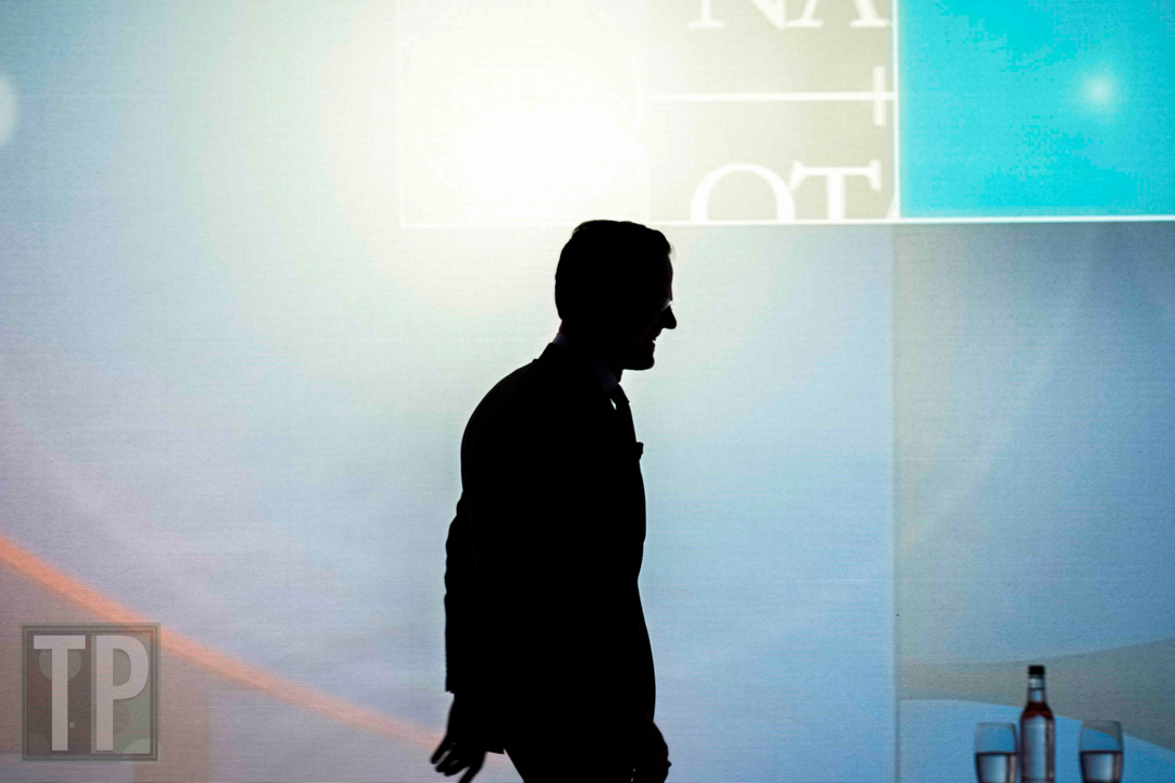 NATO Secretary General Mark Rutte taking the stage to open the 2025 NATO Summit in The Hague, the Netherlands.