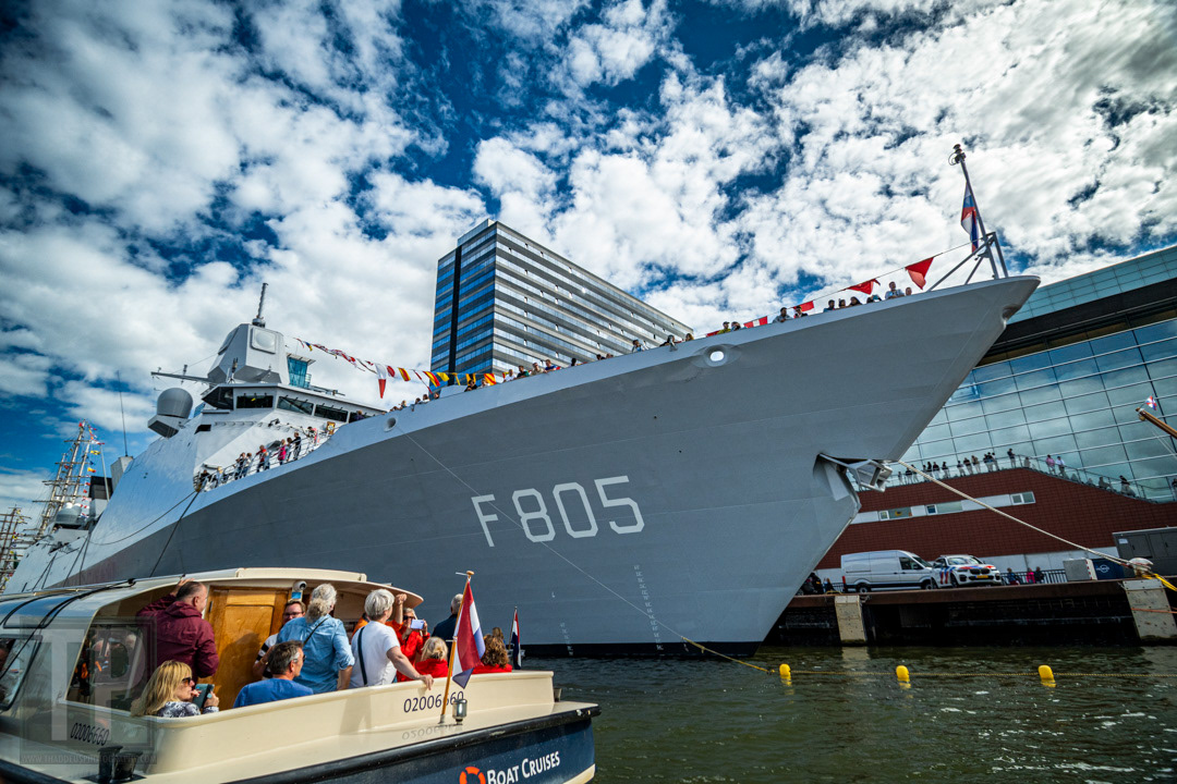 One of several massive Navy ships docked during Amsterdam SAIL 2025.