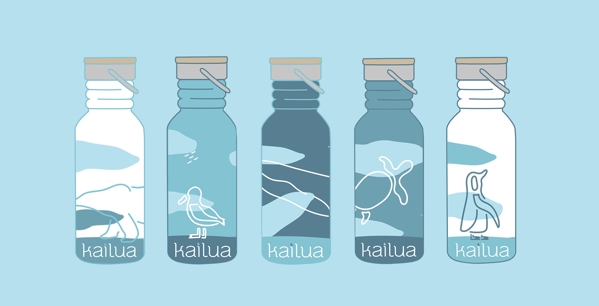 Mockup final de las cinco botellas