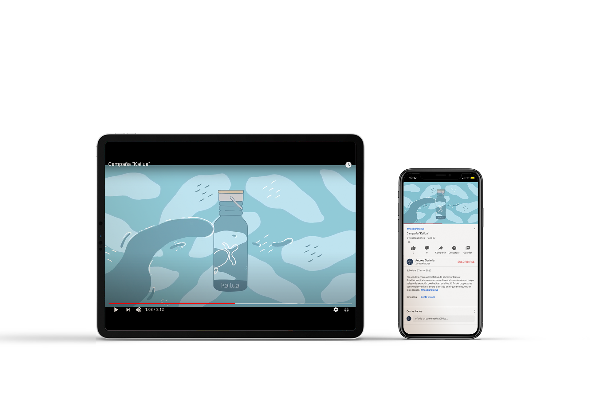 Mockup del vídeo de la campaña en Youtube