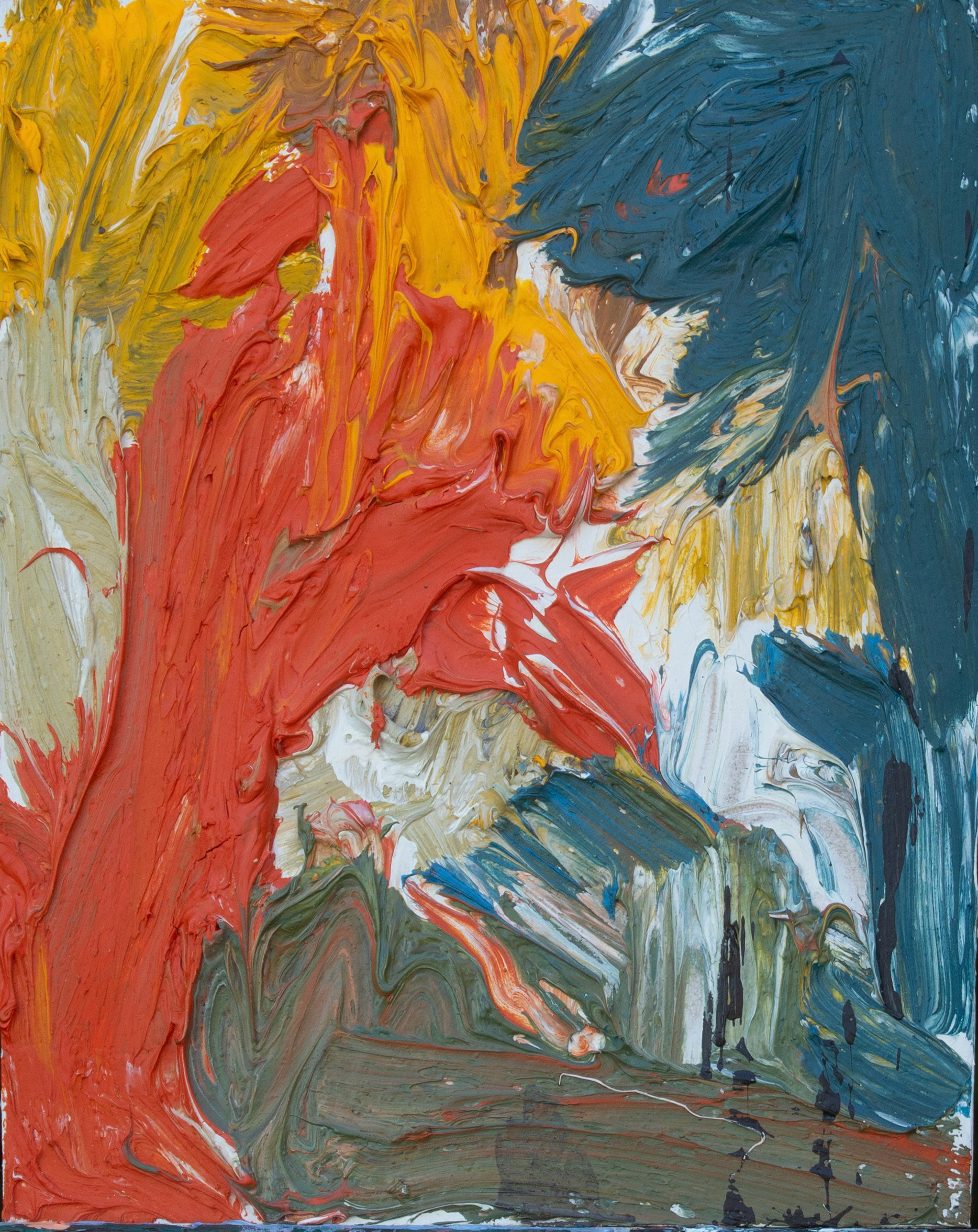 Abstract II, Oil and Emulsion Paint on Board, 15x22cm, 2025