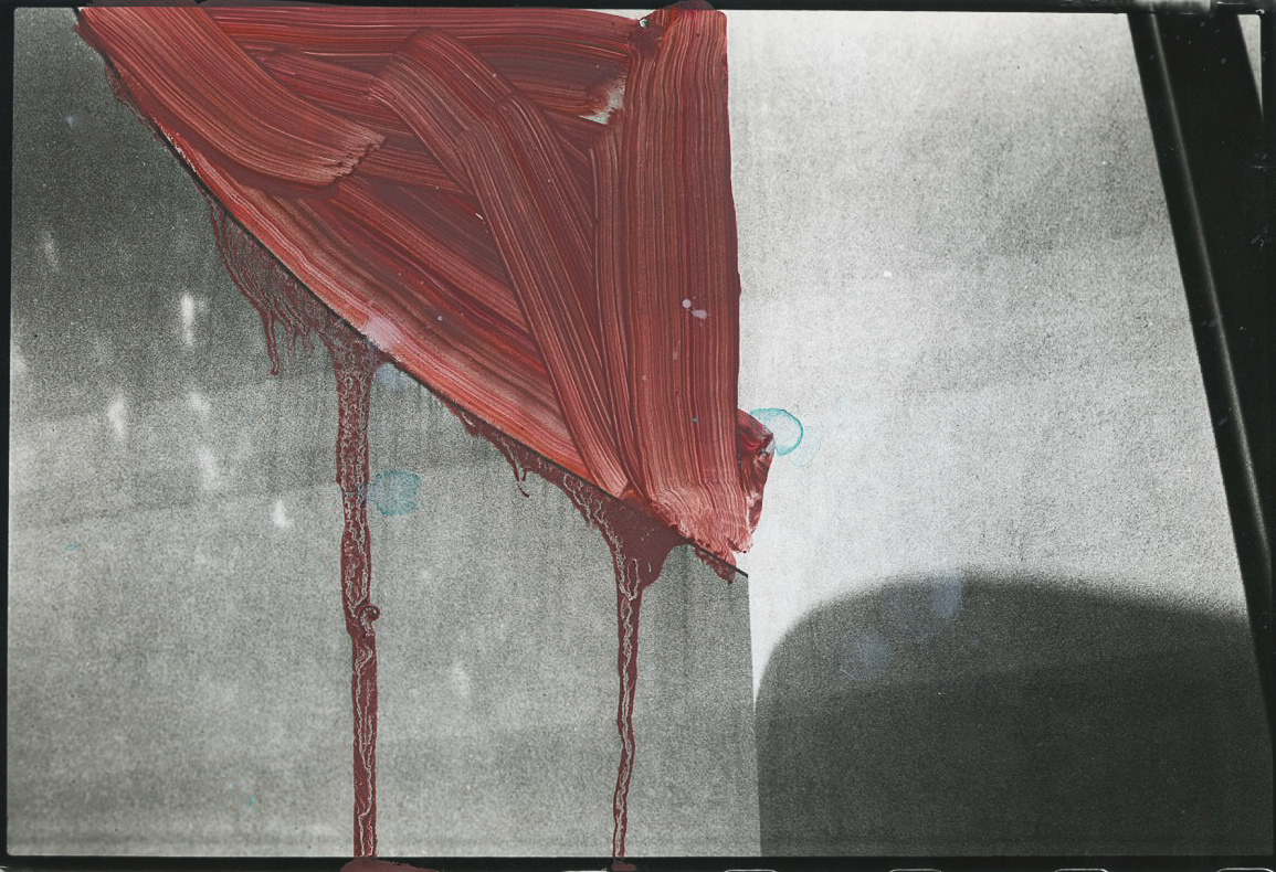 Macba Walls, Oil on Silver Gelatin Print, 8x10", 2023