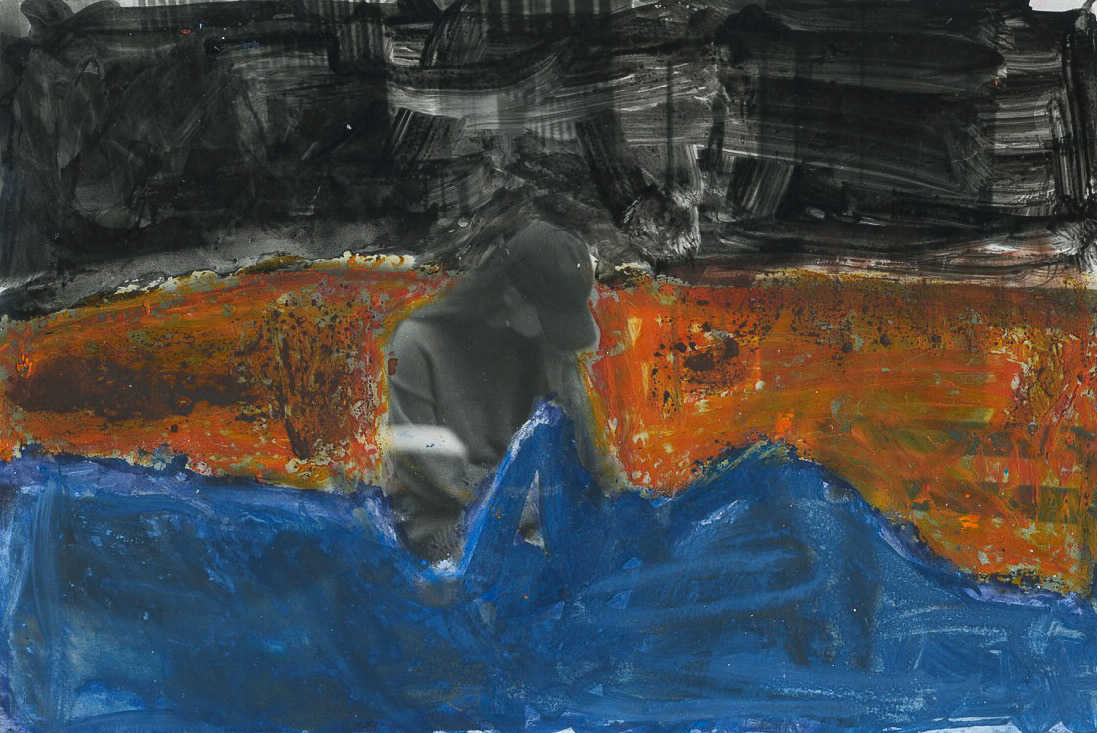 Ren, Watercolour and Oil Pastel on Silver Gelatin Print, 8x10" 2023