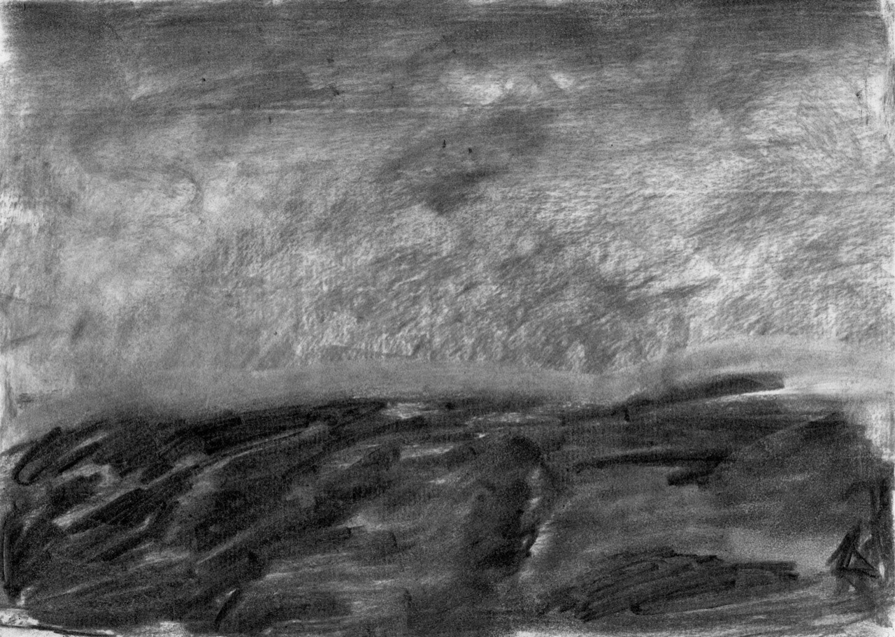Landscape, 2025, Charcoal on Paper, 24.5x27cm