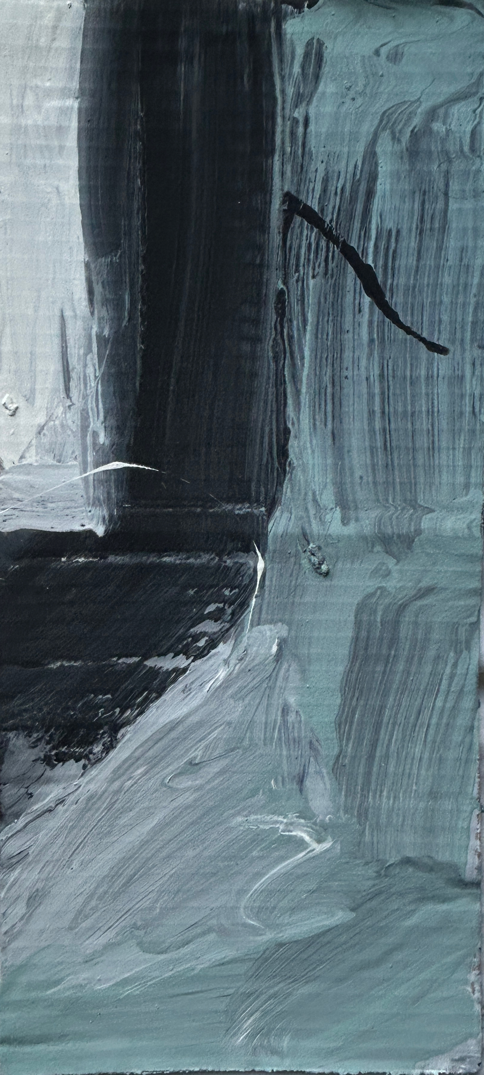 Narrow Abstraction II, Emulsion Paint on Cardboard, 39x18cm, 2025