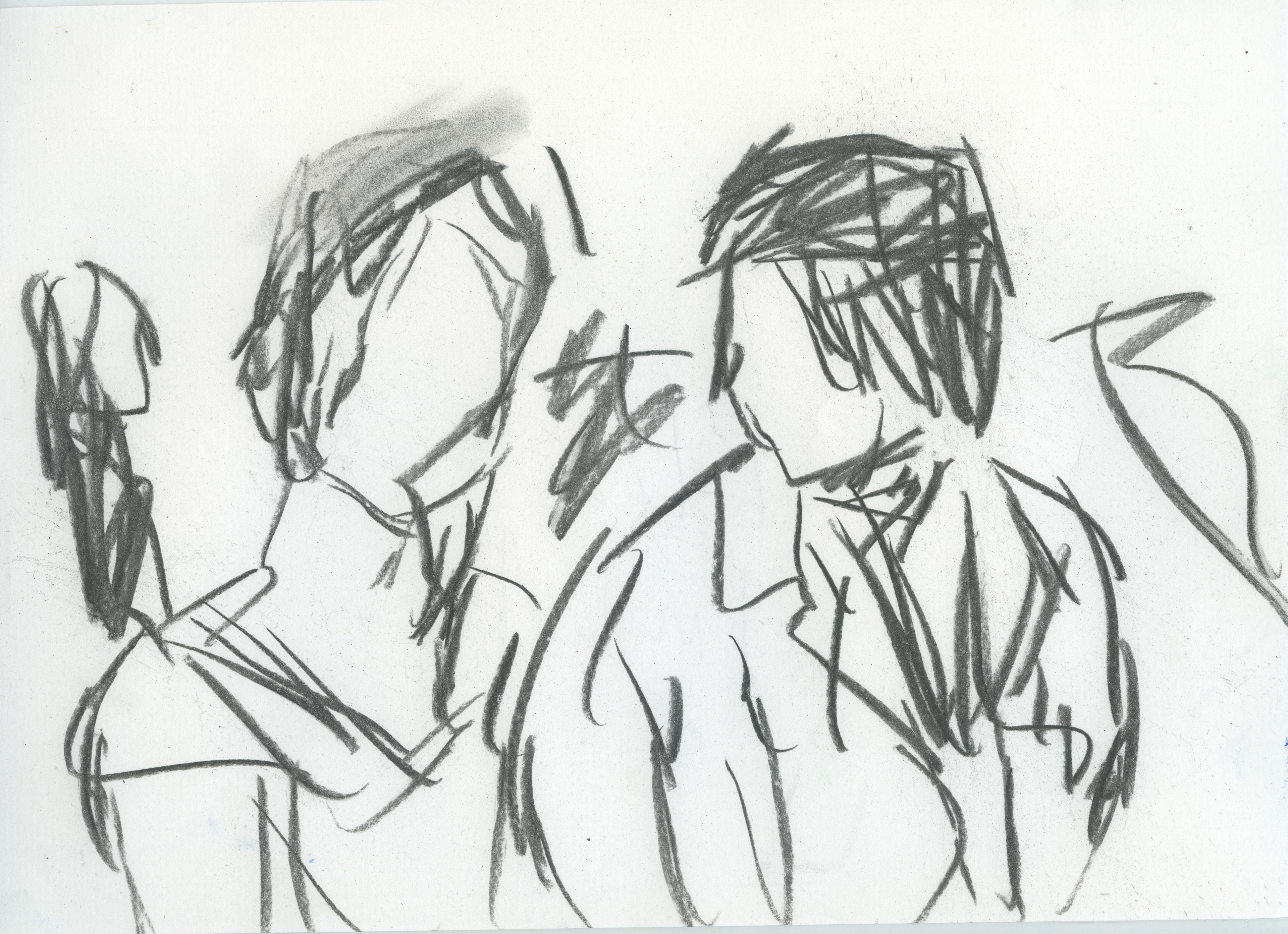 2 Figures III, Charcoal on Paper, 24x27.5cm, 2025