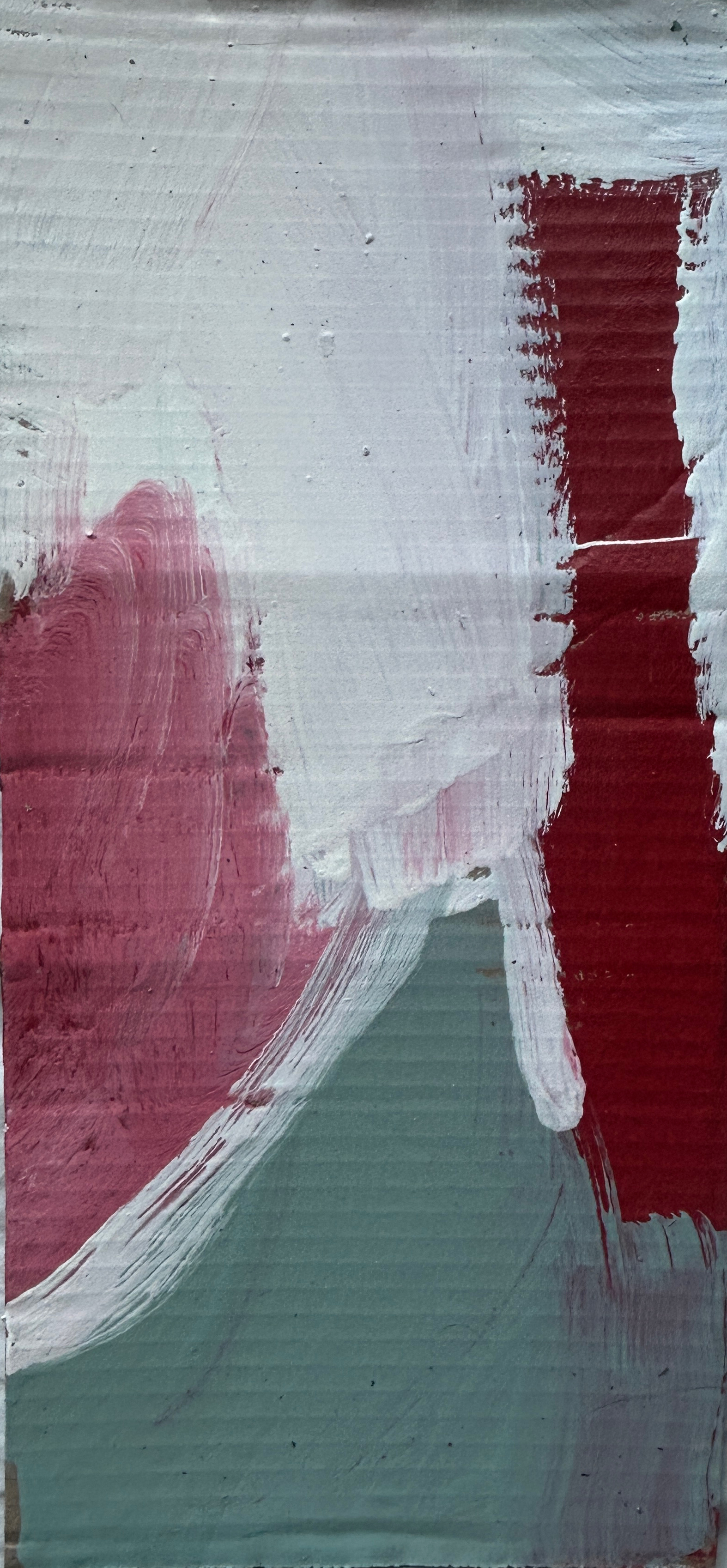 Narrow Abstraction, Emulsion Paint on Cardboard, 39x18cm, 2025