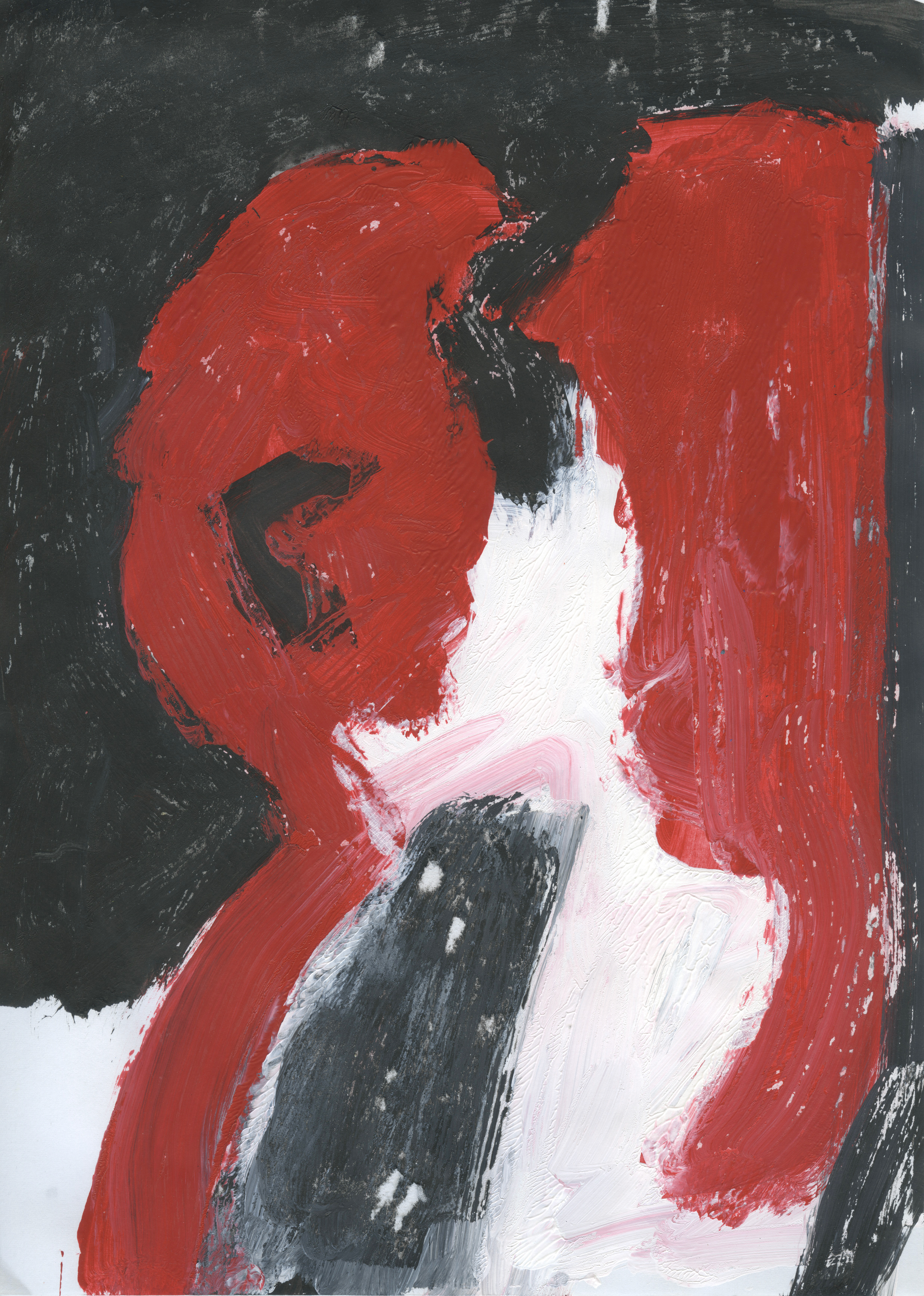 Two Heads, Emulsion and Vinyl Paint on Paper, 21x29.7cm, 2025