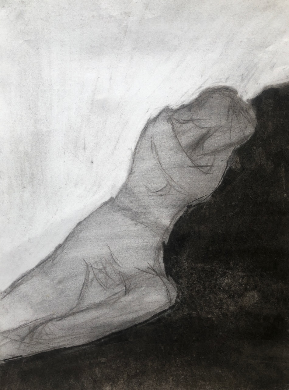 Reclining figure II, Charcoal on Paper, 2024, A3