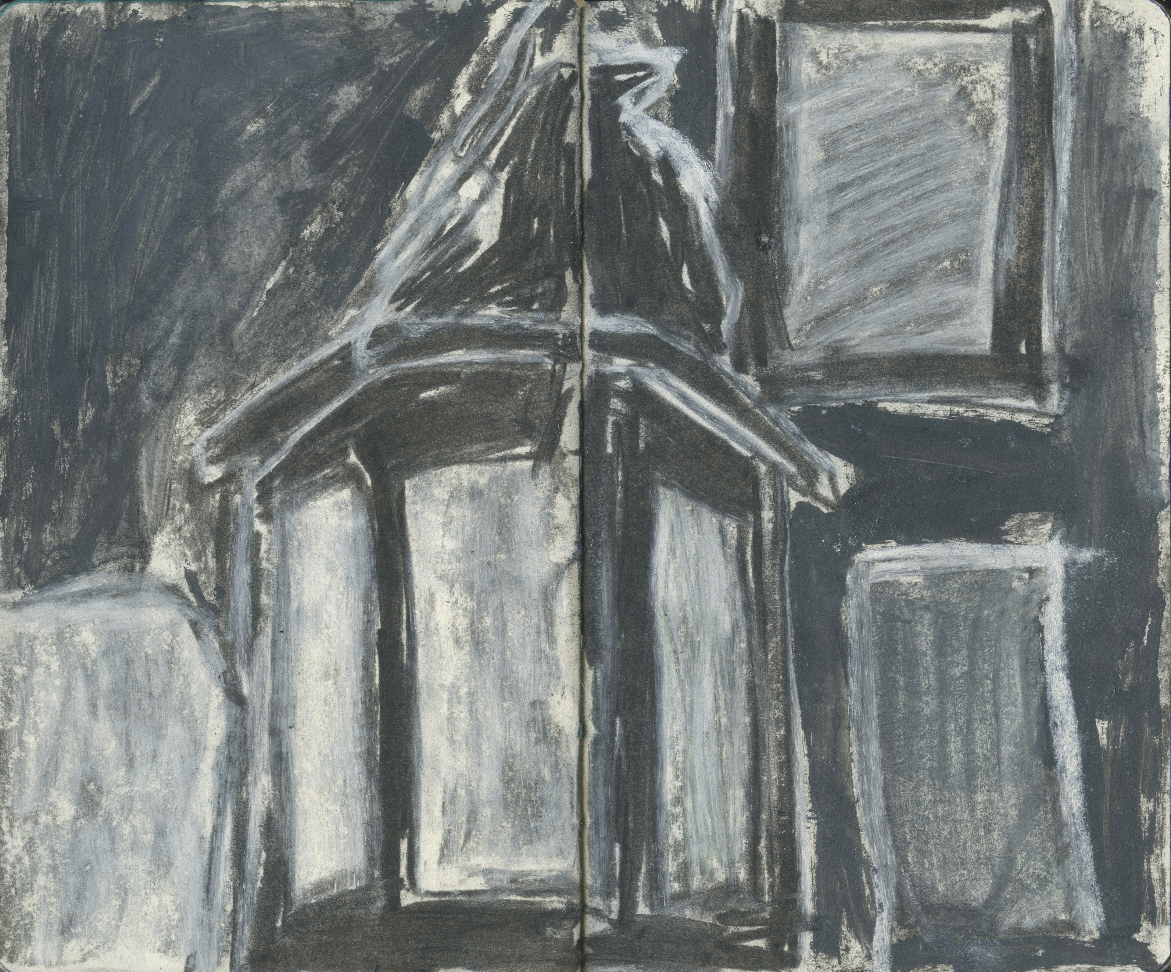 Photograph Drawing, Charcoal and Chalk on Paper, 21x29.7cm, 2025