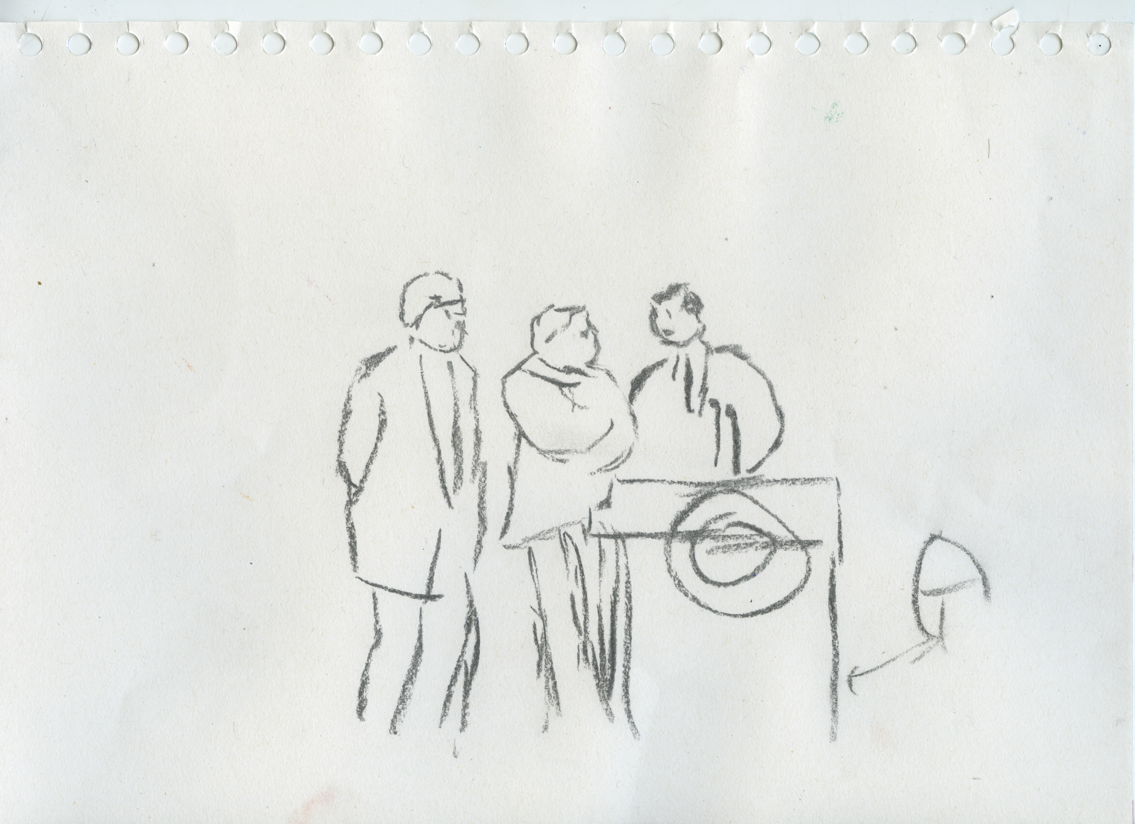 Podium, Charcoal on Paper, 24x27.5cm, 2024