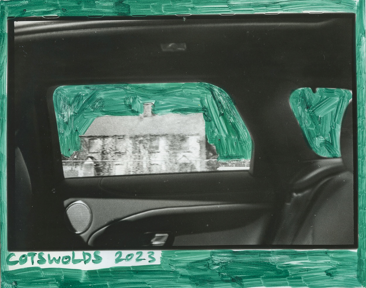 Cotswolds House, Acrylic on Silver Gelatin Print, 8x10", 2023