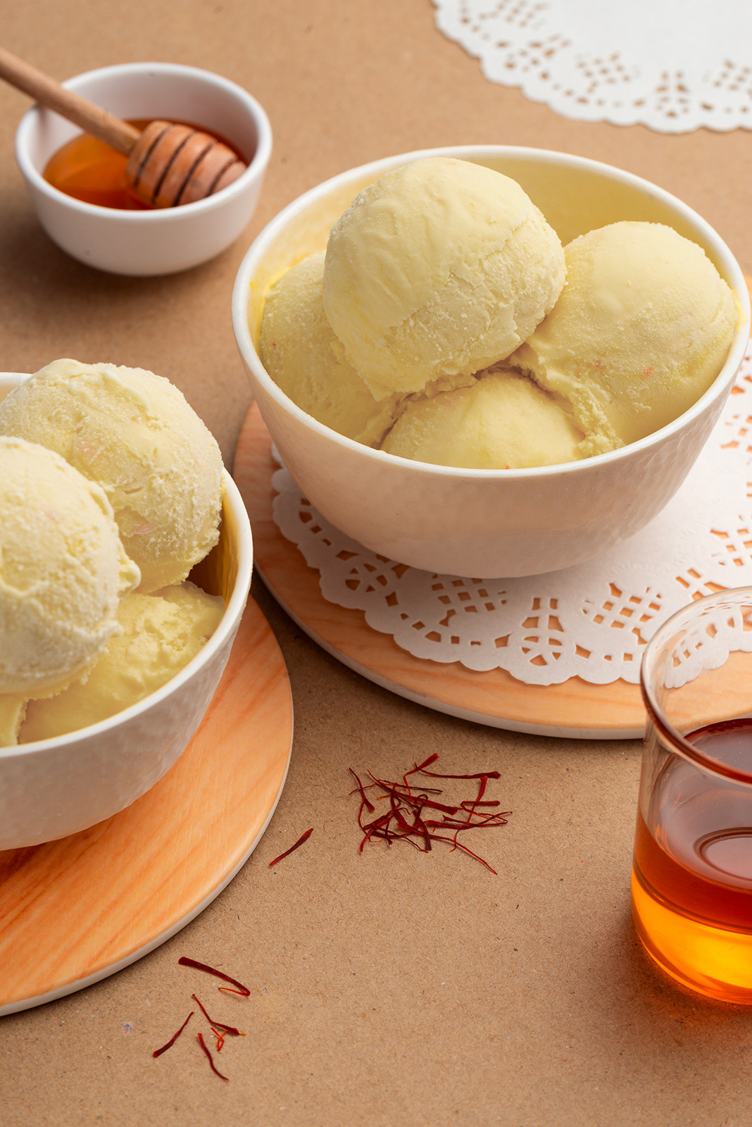 Saffron Honey Ice Cream prop styling for Verandah Deli.