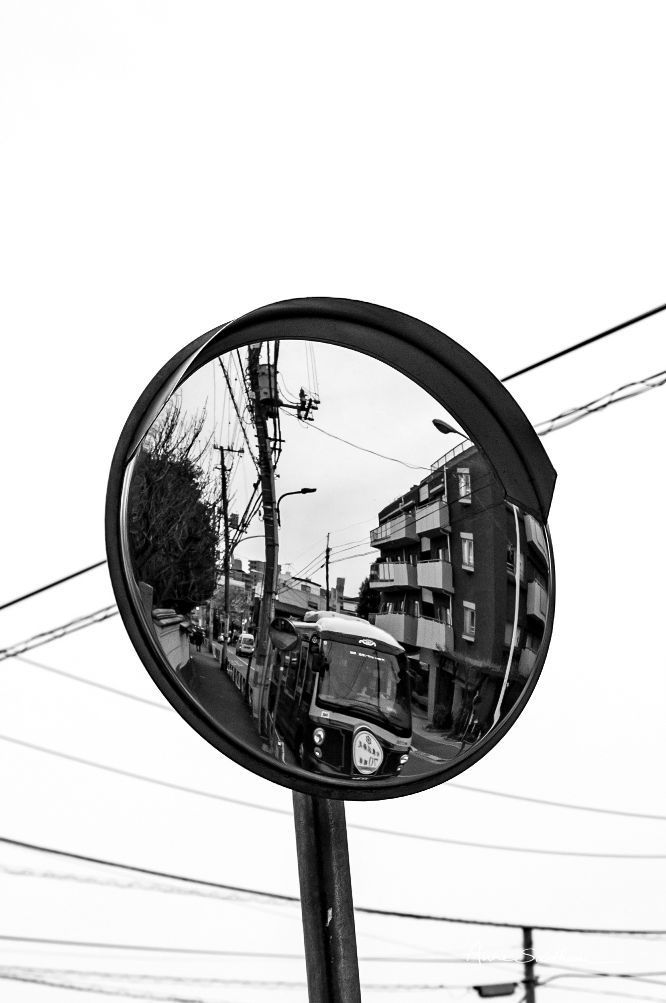 Bus dans le miroir