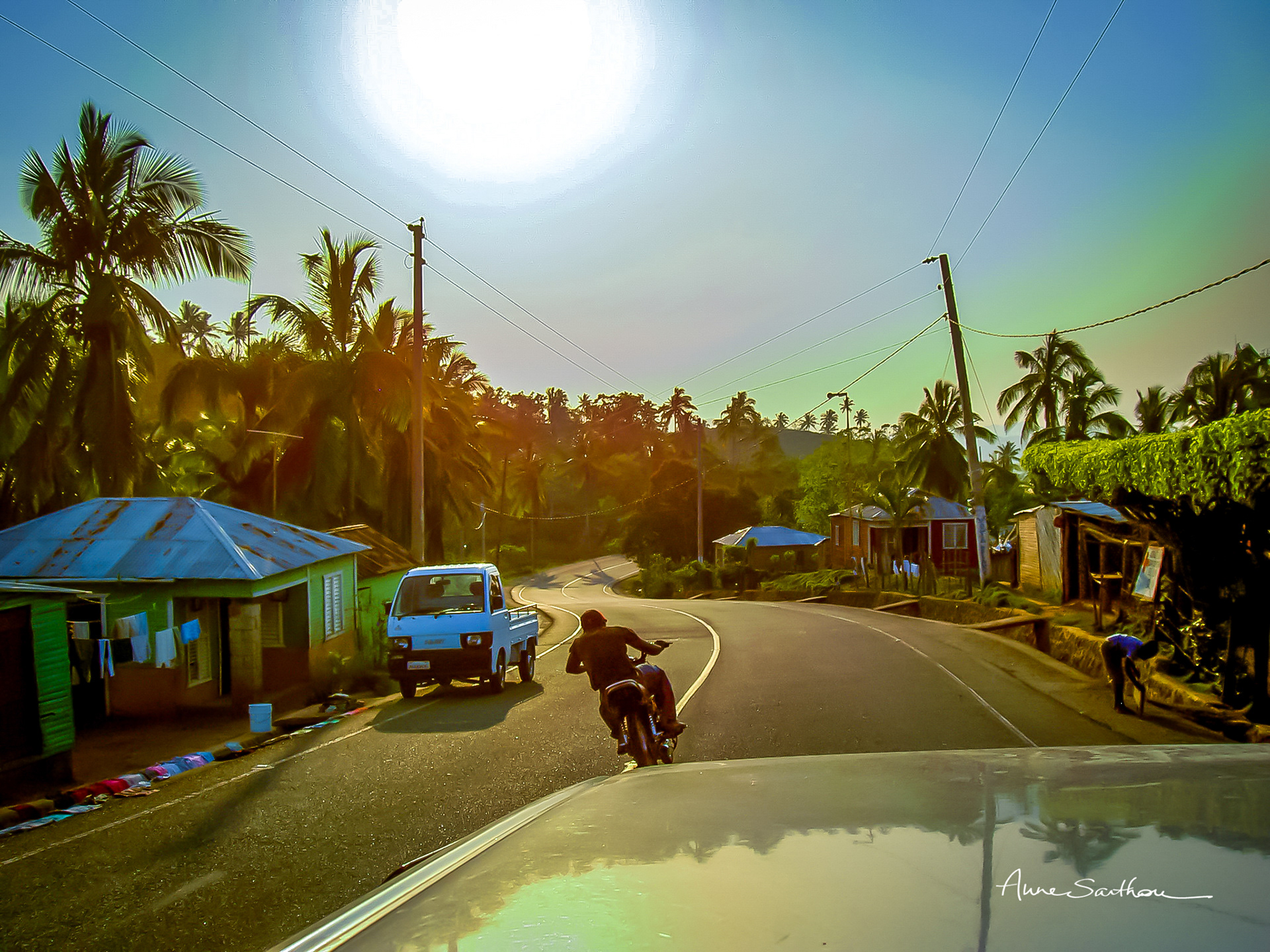 Motard au couchant