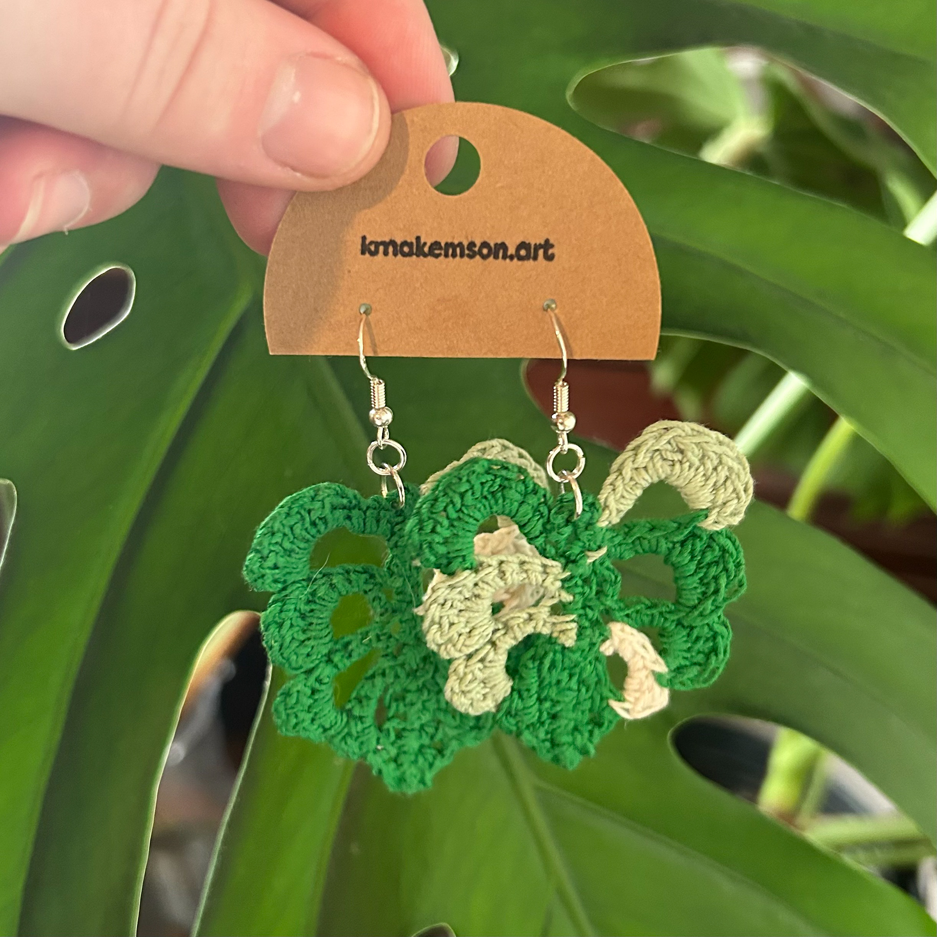 Microcrochet Monstera Leaf Earrings
