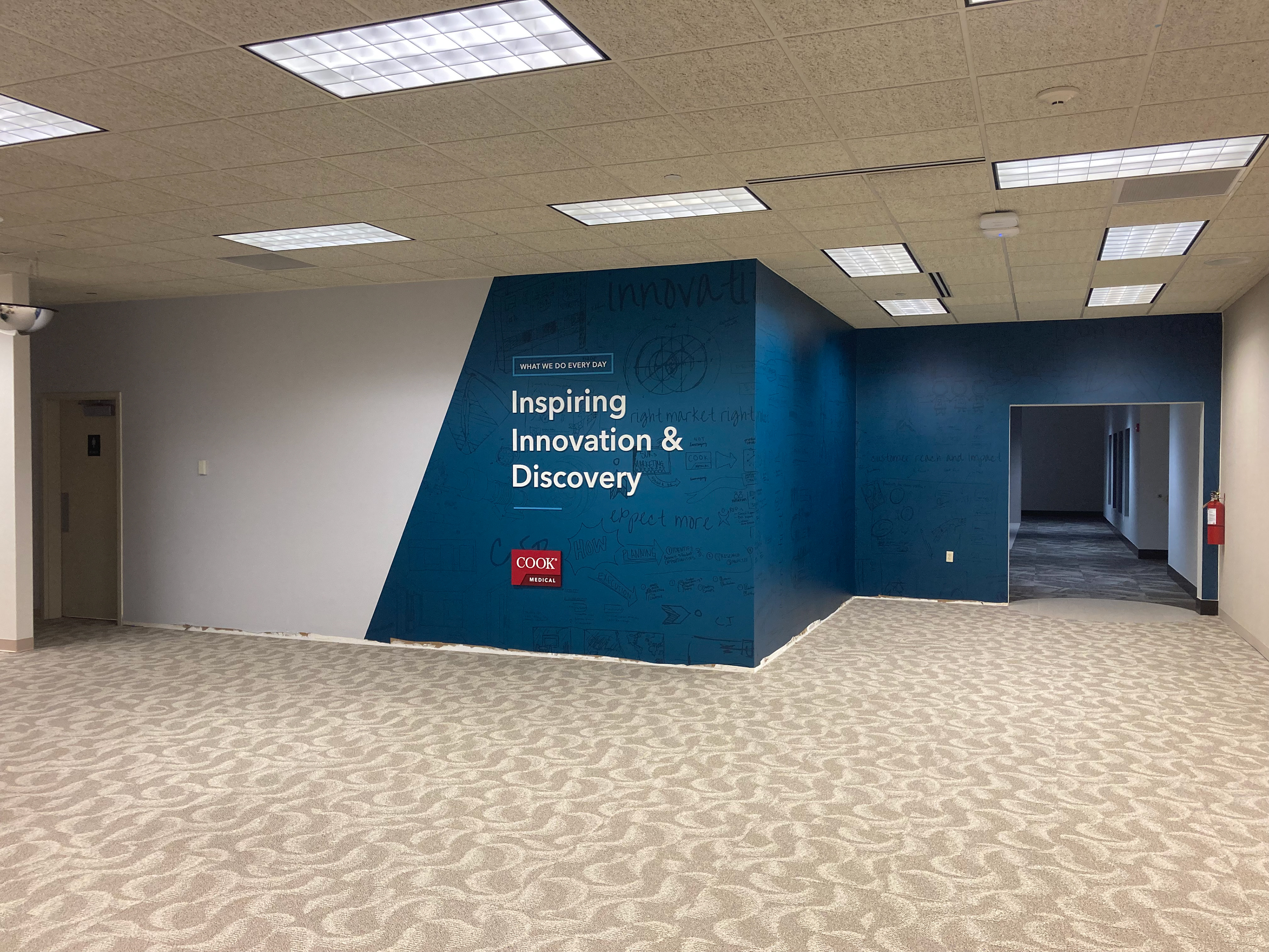 "Inspiration Wall" (in progress) at Cook Medical's Global Headquarters