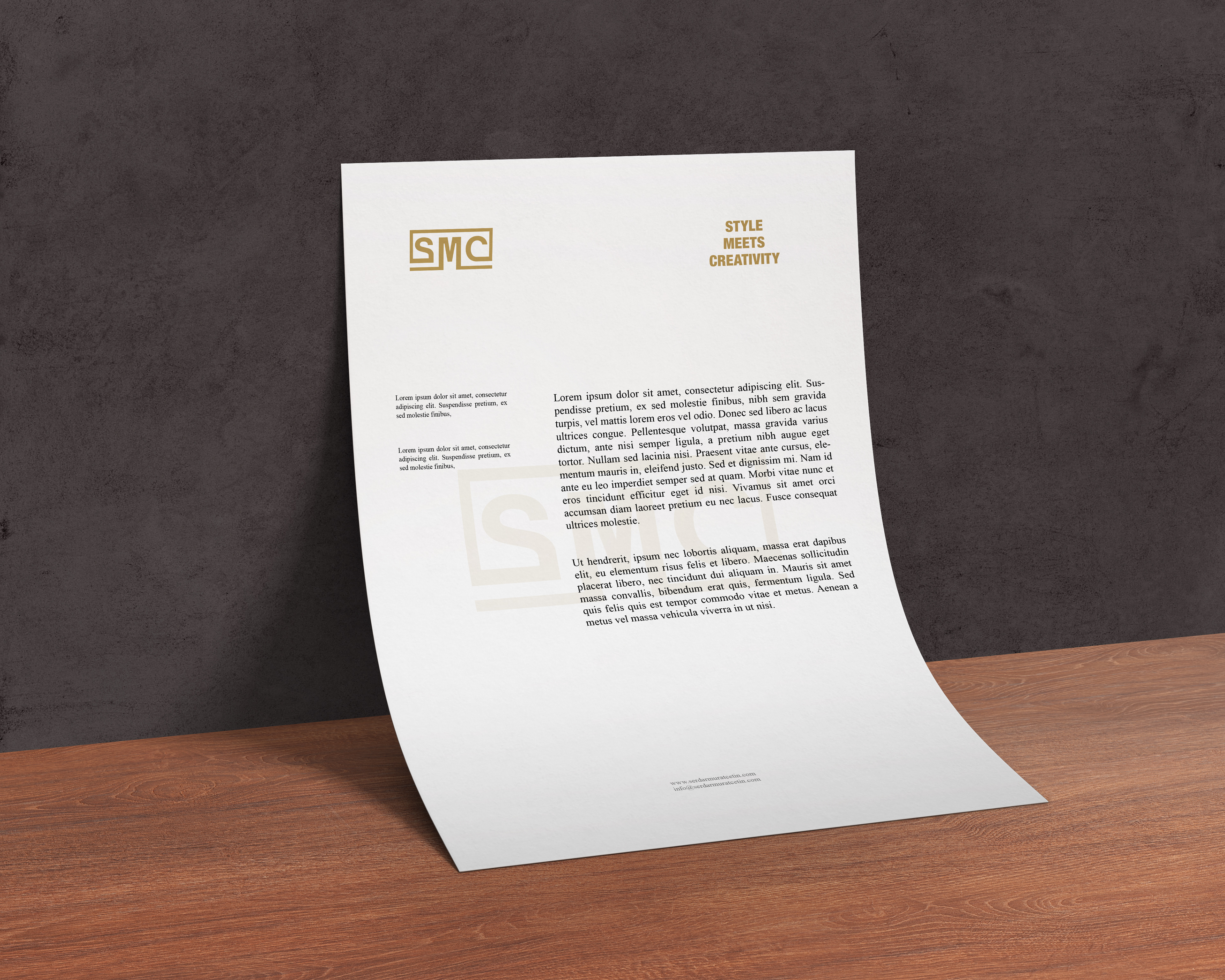 SMC letterhead design that ensures consistency across corporate identity materials.