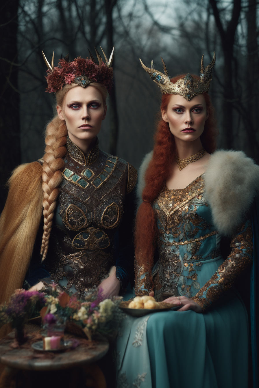 Odin & Frigg, Editorial Promptography created with Midjourney V5