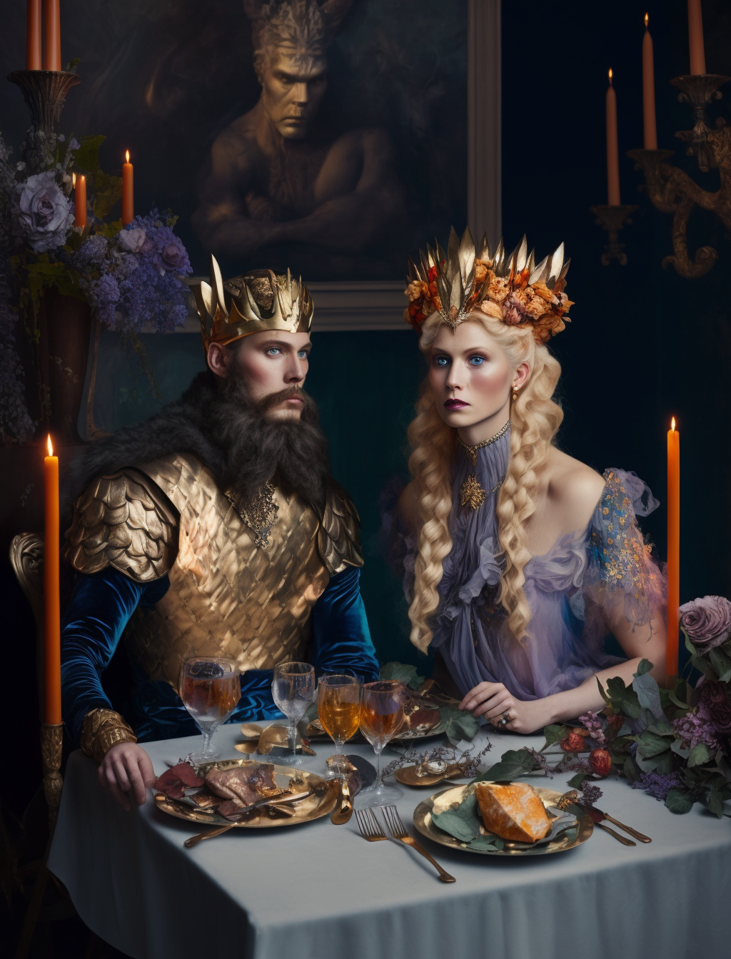 Odin & Frigg, Editorial Promptography created with Midjourney V4