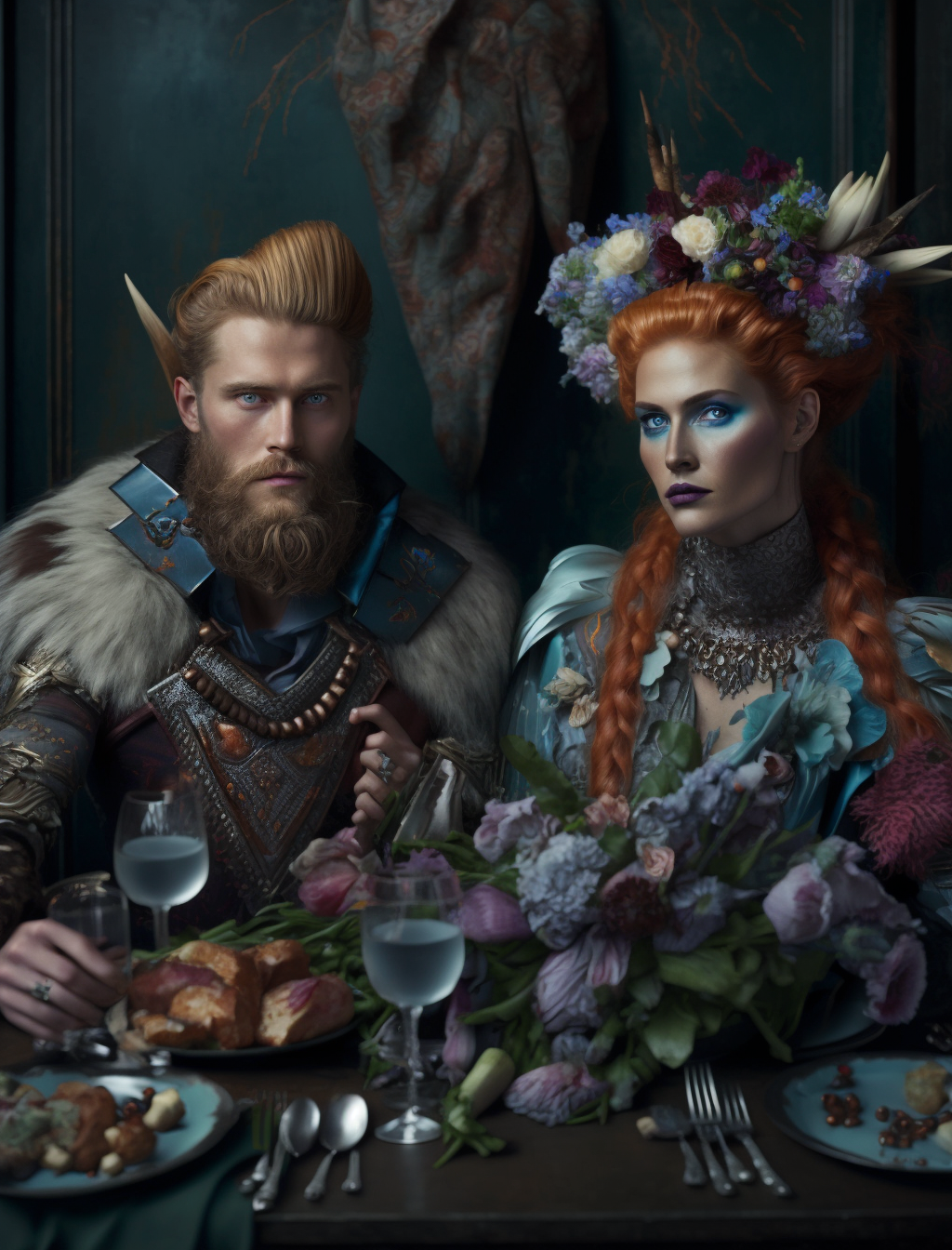 Odin & Frigg, Editorial Promptography created with Midjourney V4