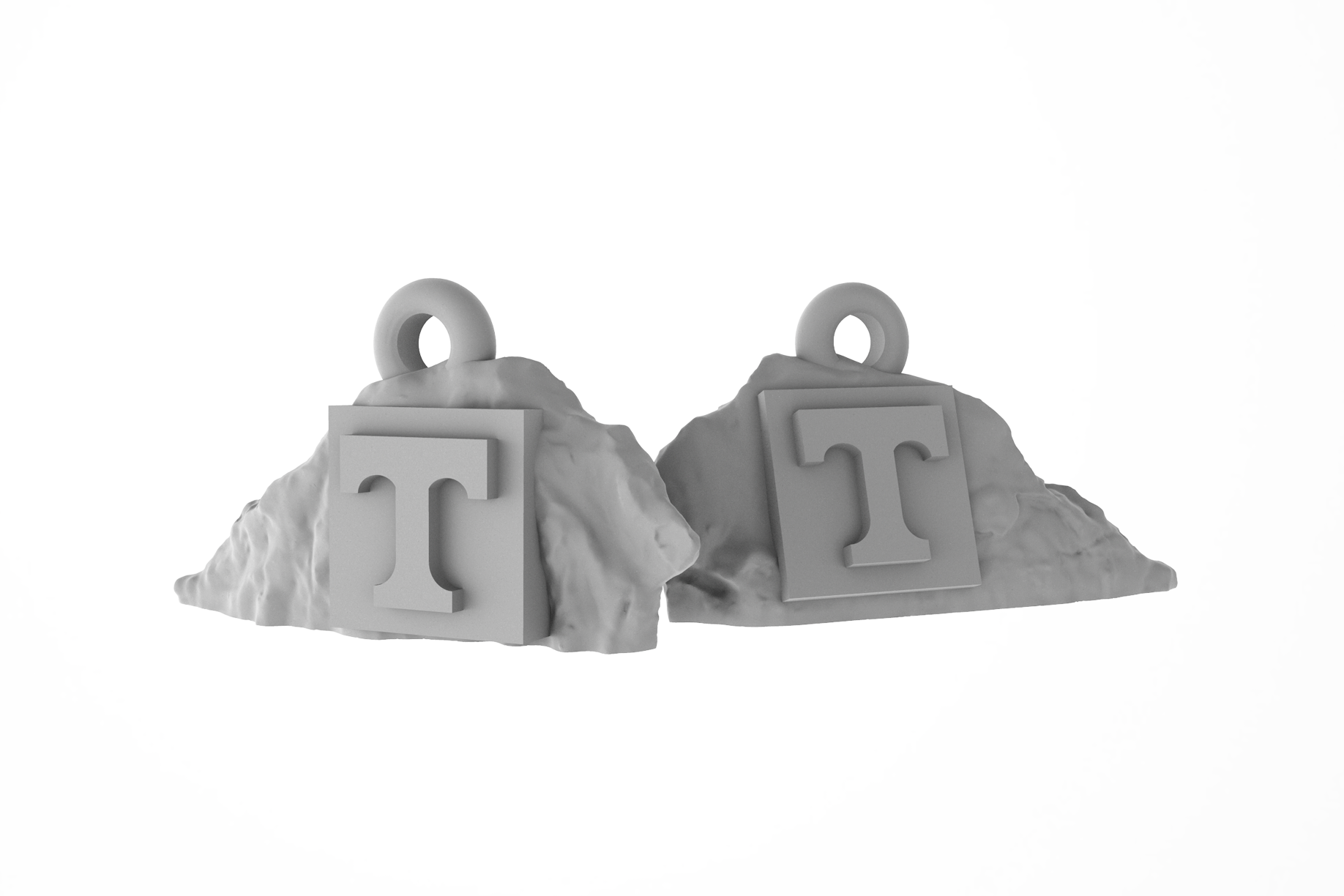 3D University of Tennessee Rock Earring Model Render