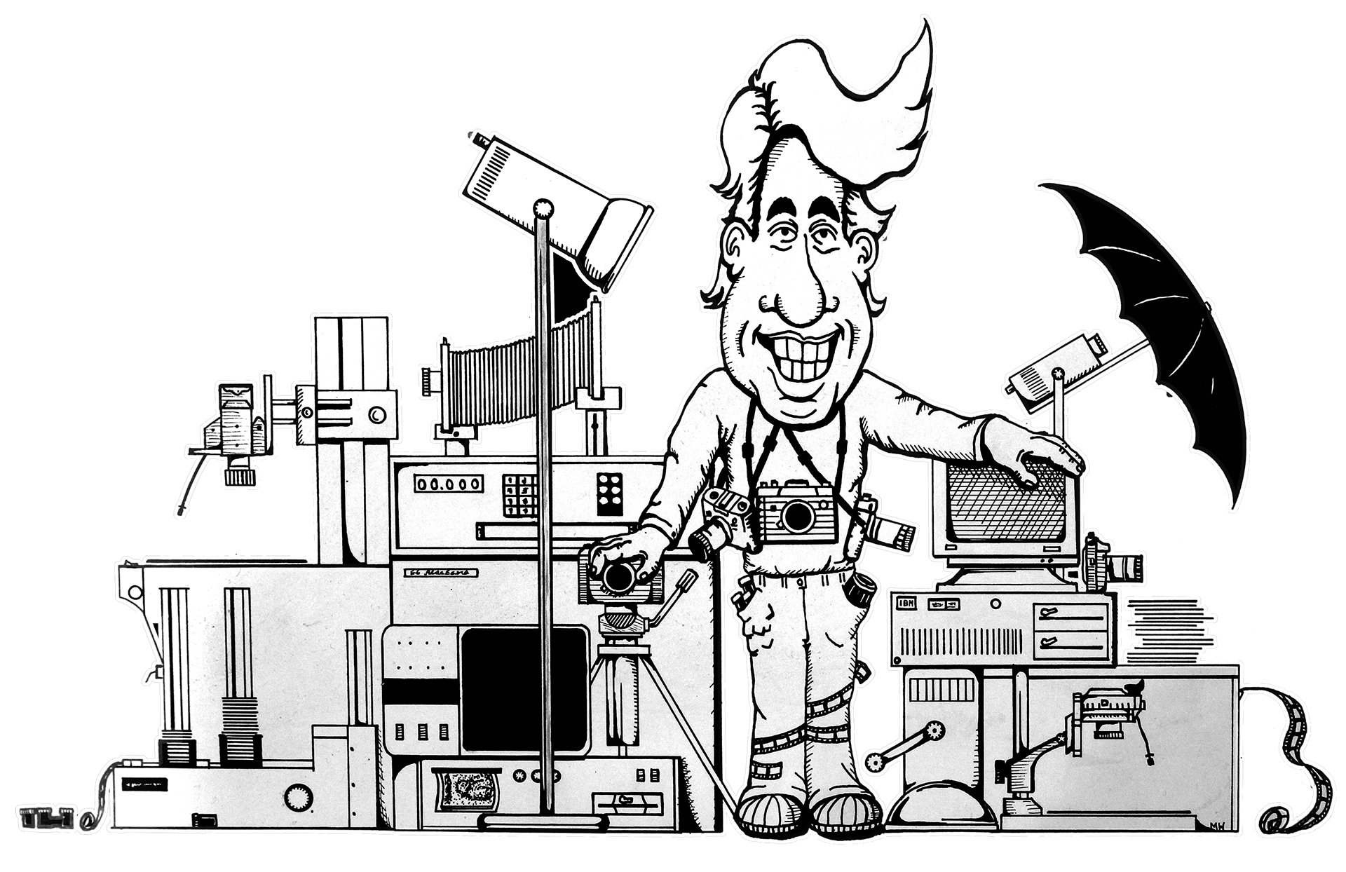 Cartoon Photographer in a Photo Lab