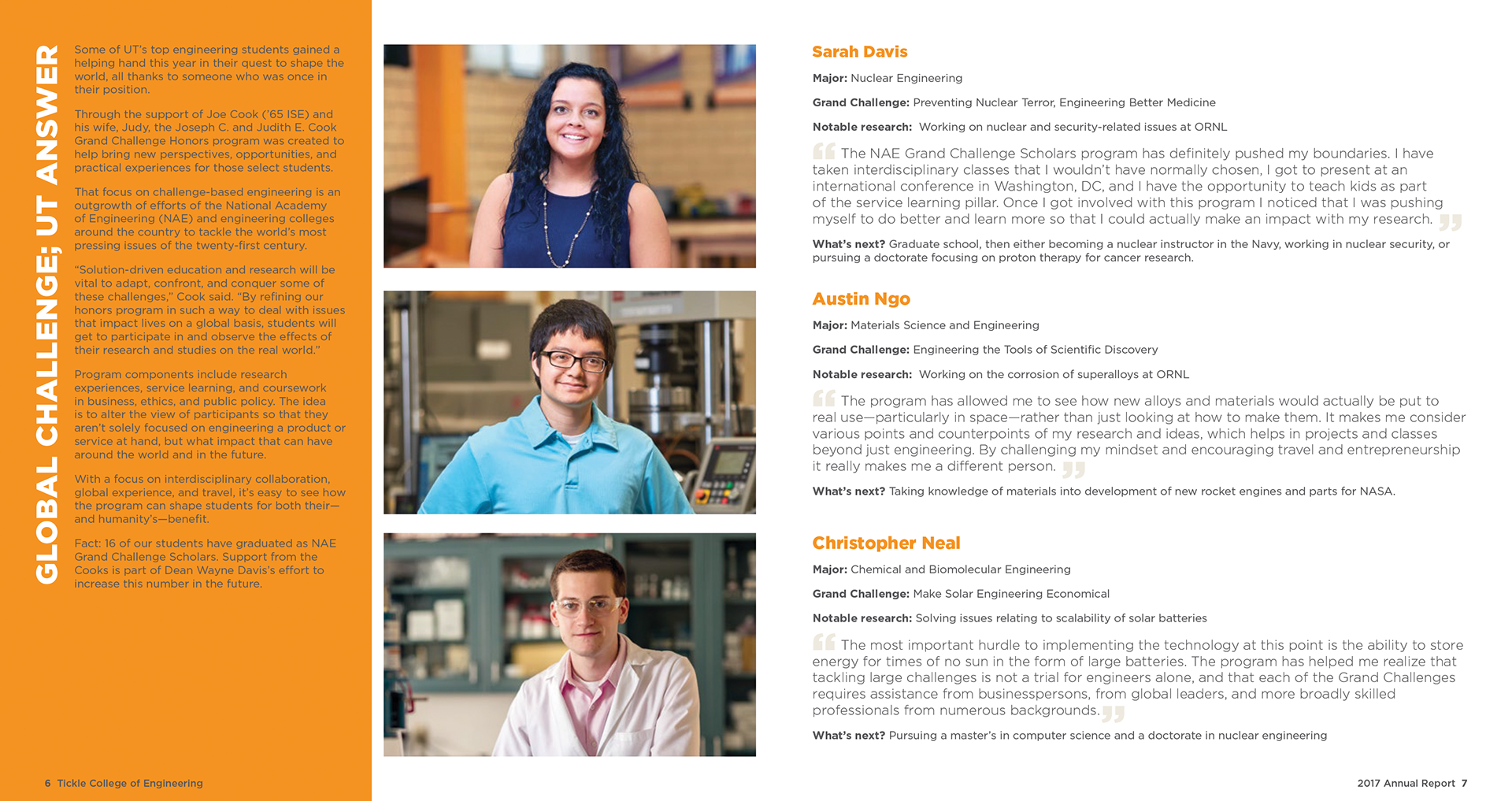 University of Tennessee Tickle College of Engineering 2017 Annual Report. p 6-7